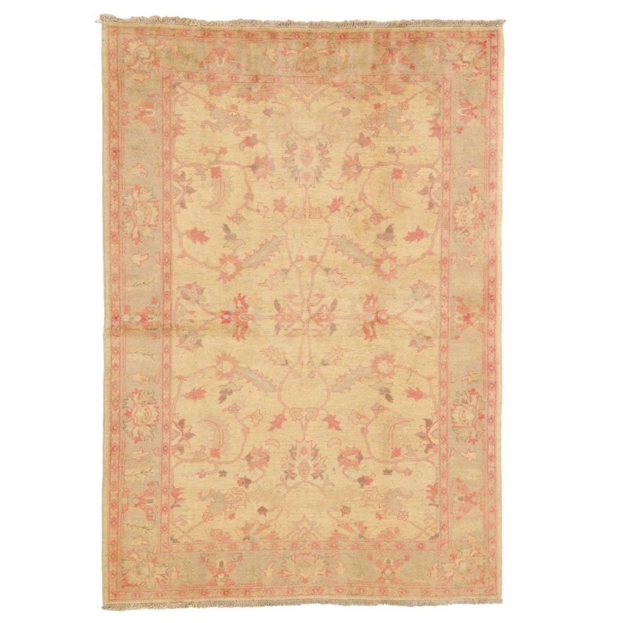 5'1 x 7'3 Hand-Knotted Indo-Turkish Oushak Wool Area Rug