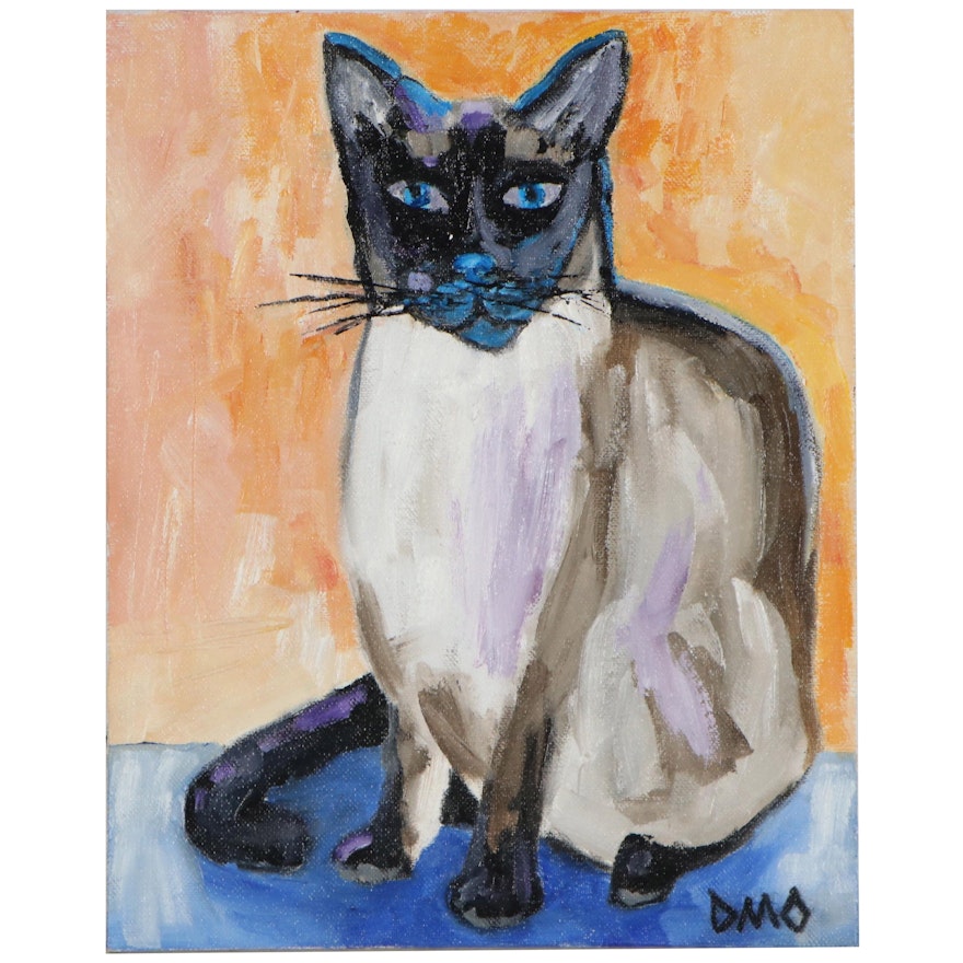 Darryl Oberling Oil Painting "Siamese Cat," 2020