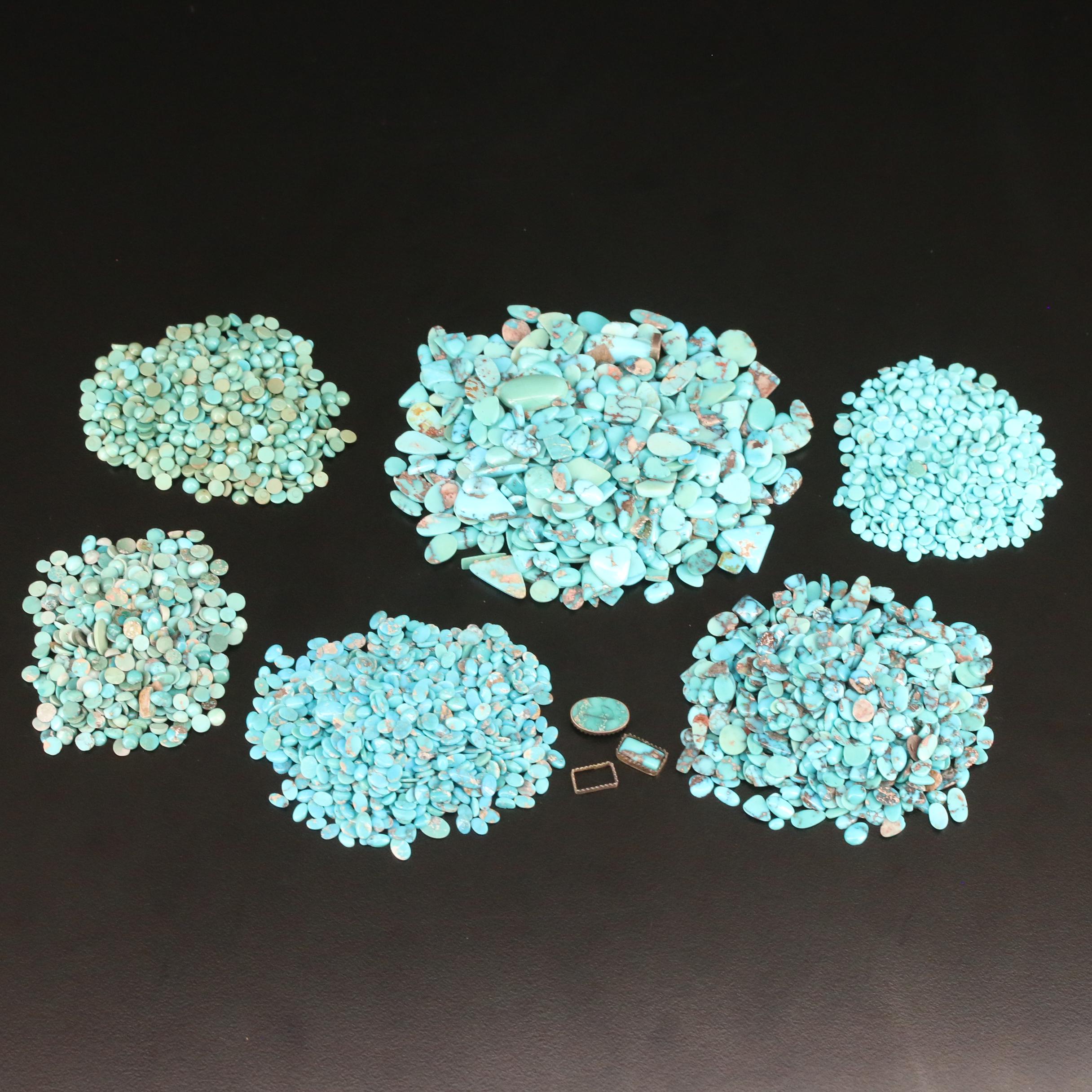 Loose Turquoise Selection Featuring Various Shapes and Sizes