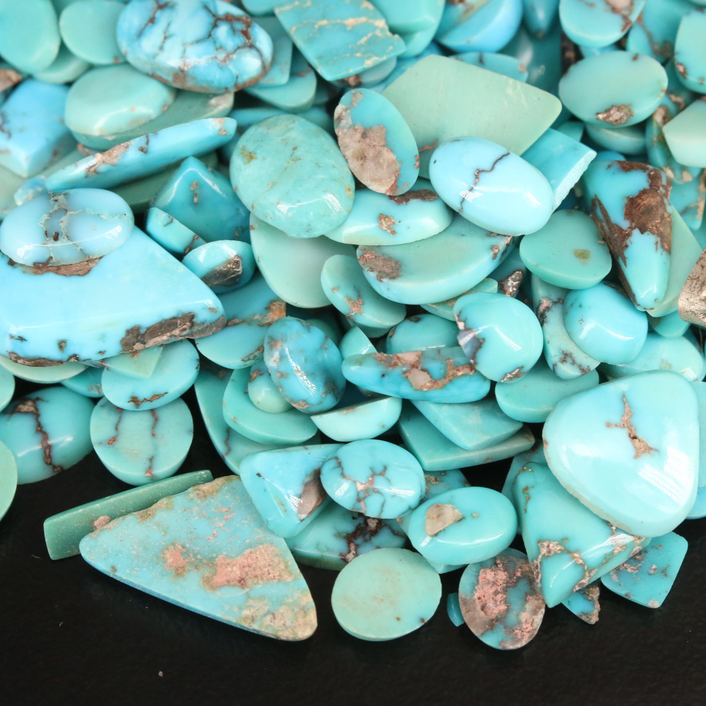 Loose Turquoise Selection Featuring Various Shapes and Sizes