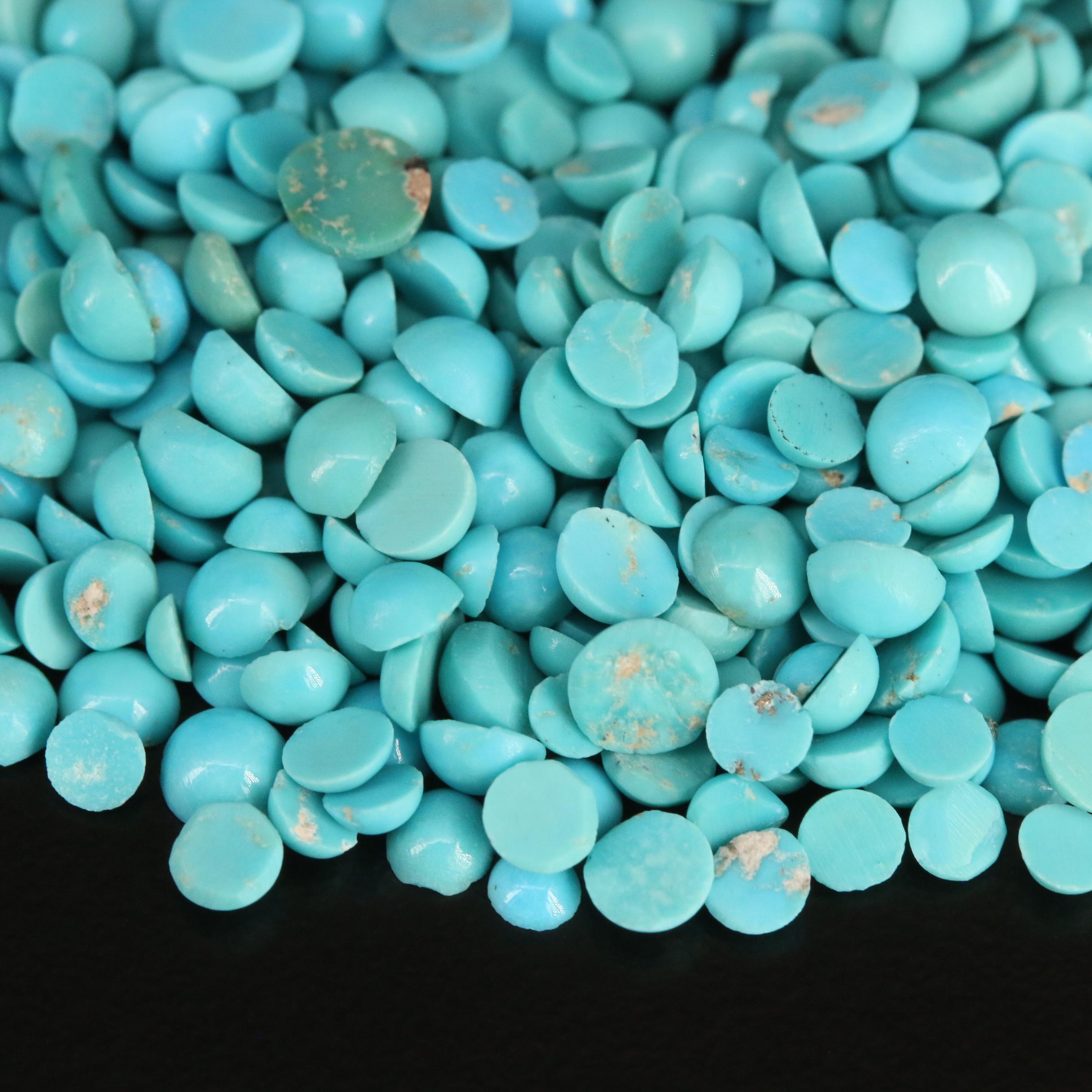 Loose Turquoise Selection Featuring Various Shapes and Sizes
