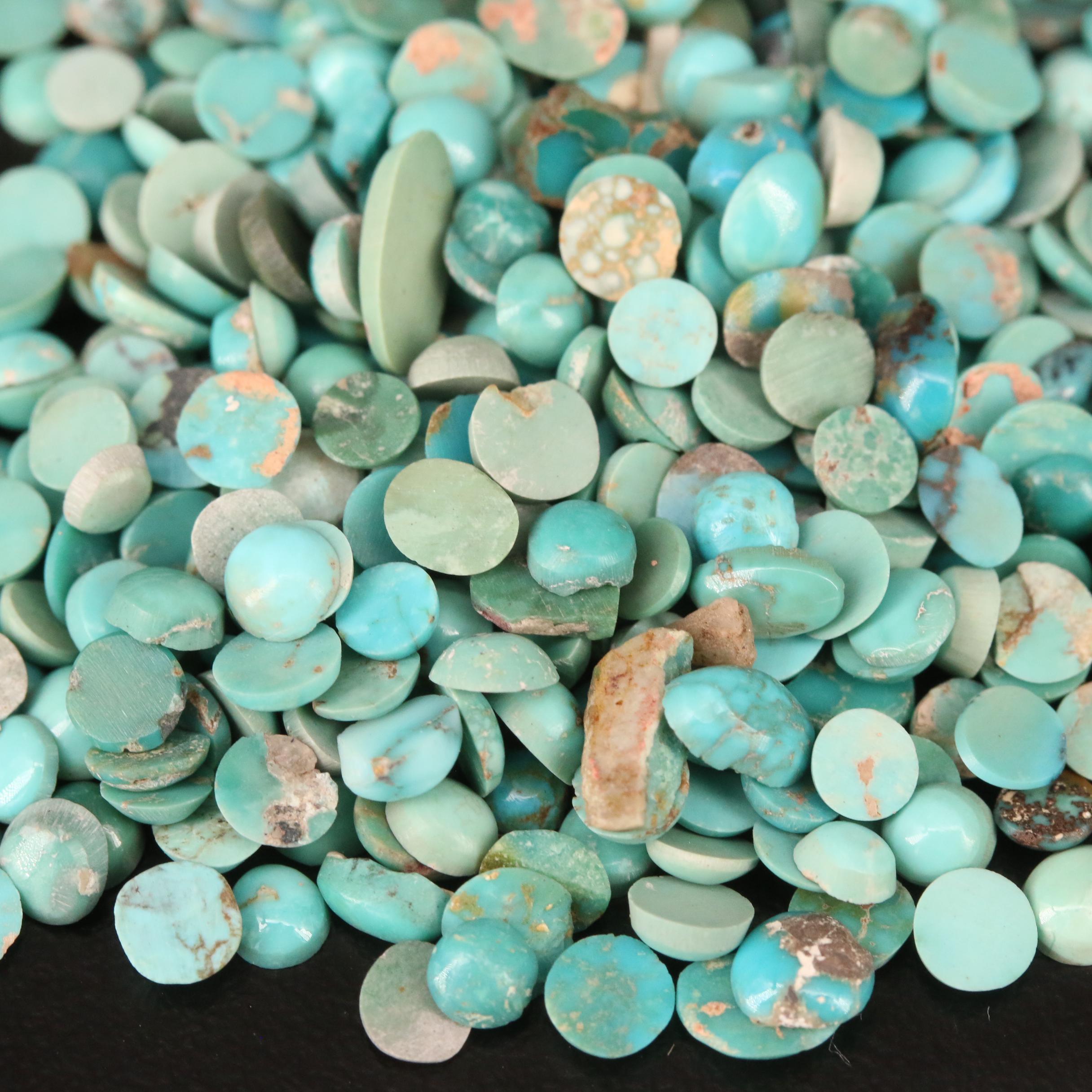 Loose Turquoise Selection Featuring Various Shapes and Sizes