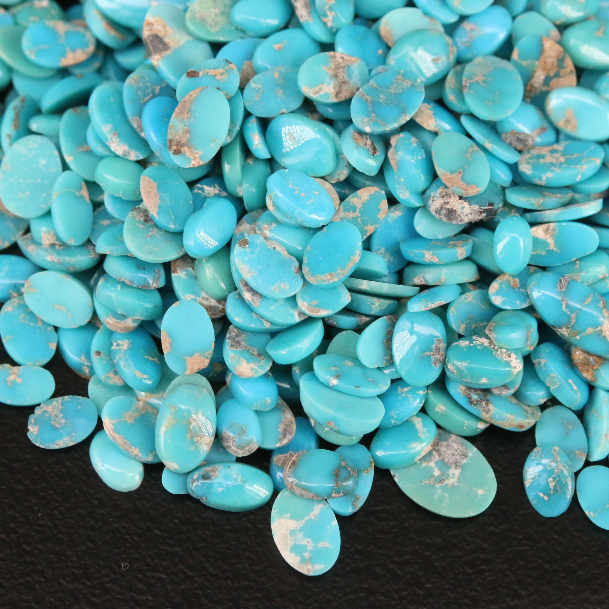 Loose Turquoise Selection Featuring Various Shapes and Sizes