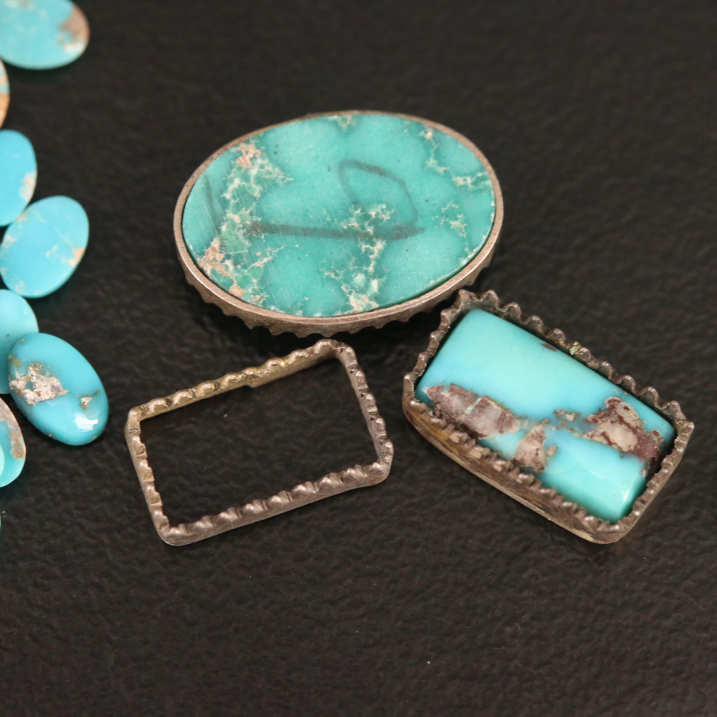 Loose Turquoise Selection Featuring Various Shapes and Sizes