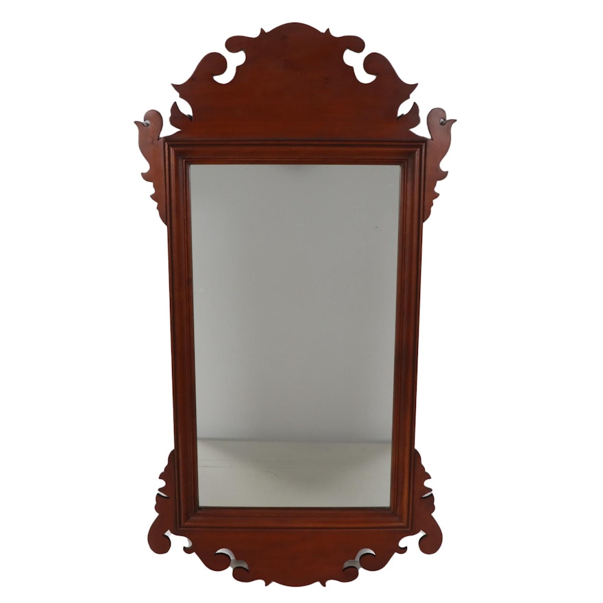 Eldred Wheeler Scroll Cut Cherry Chippendale Wall Mirror, Late 20th Century