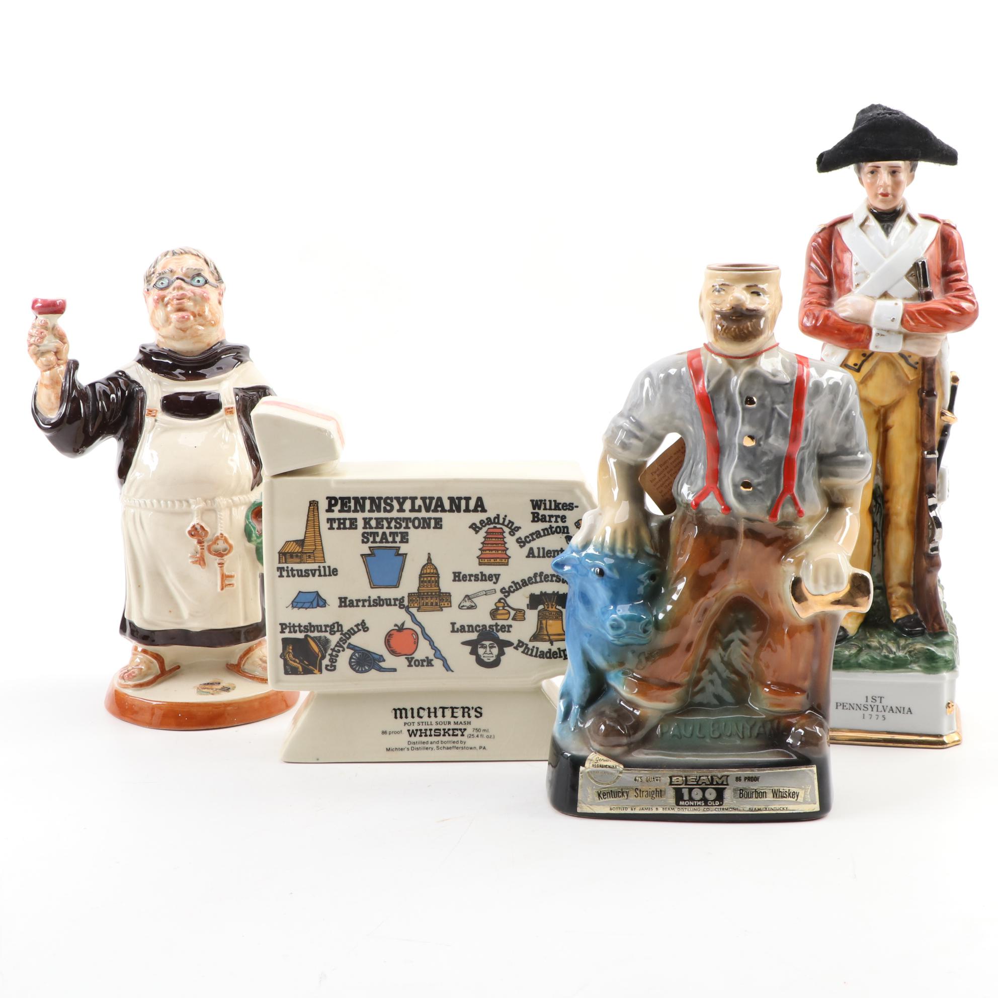 Jim Beam Paul Bunyan and Other Ceramic Figural Decanters, Mid-Late 20th Century