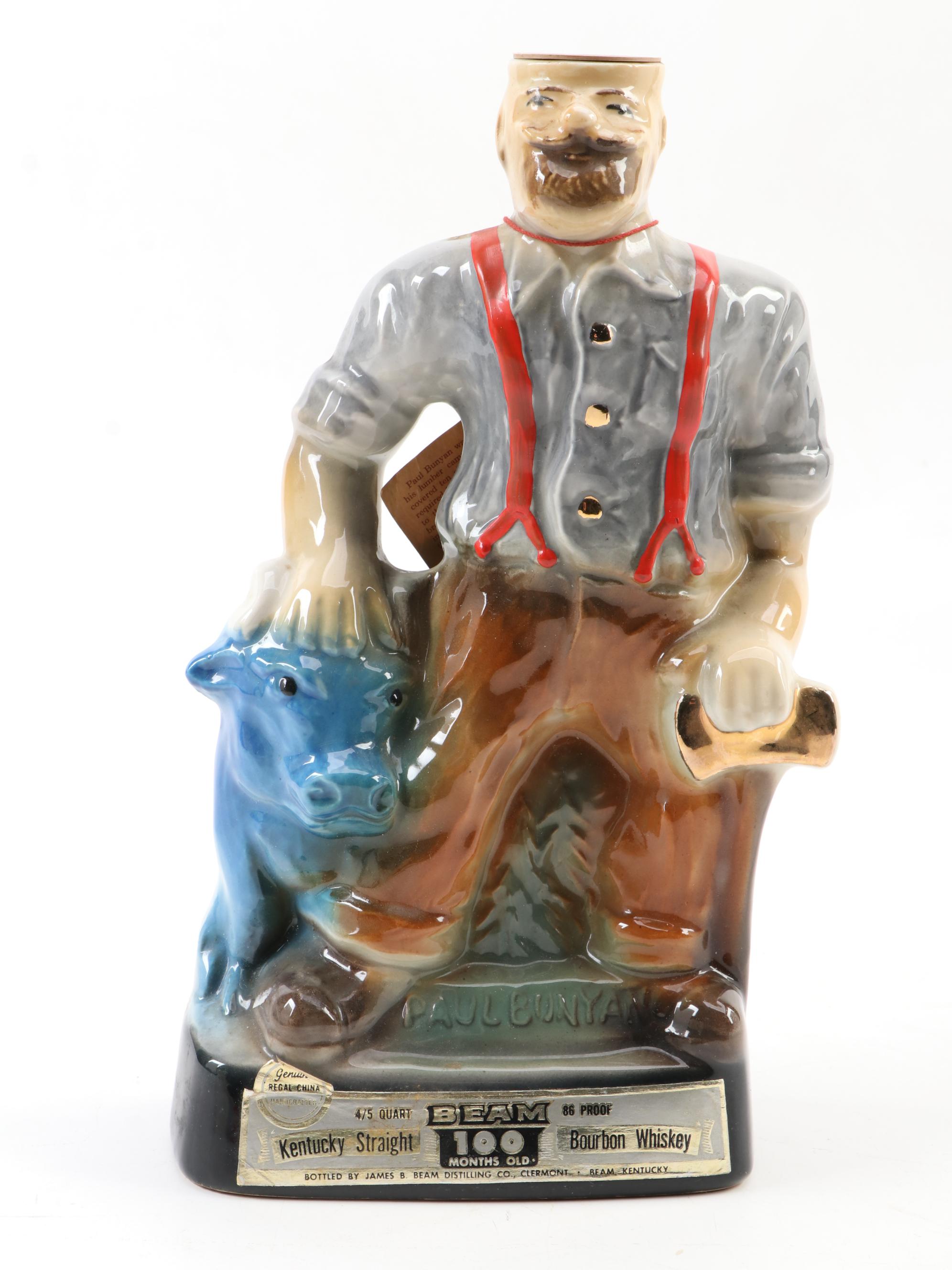 Jim Beam Paul Bunyan and Other Ceramic Figural Decanters, Mid-Late 20th Century