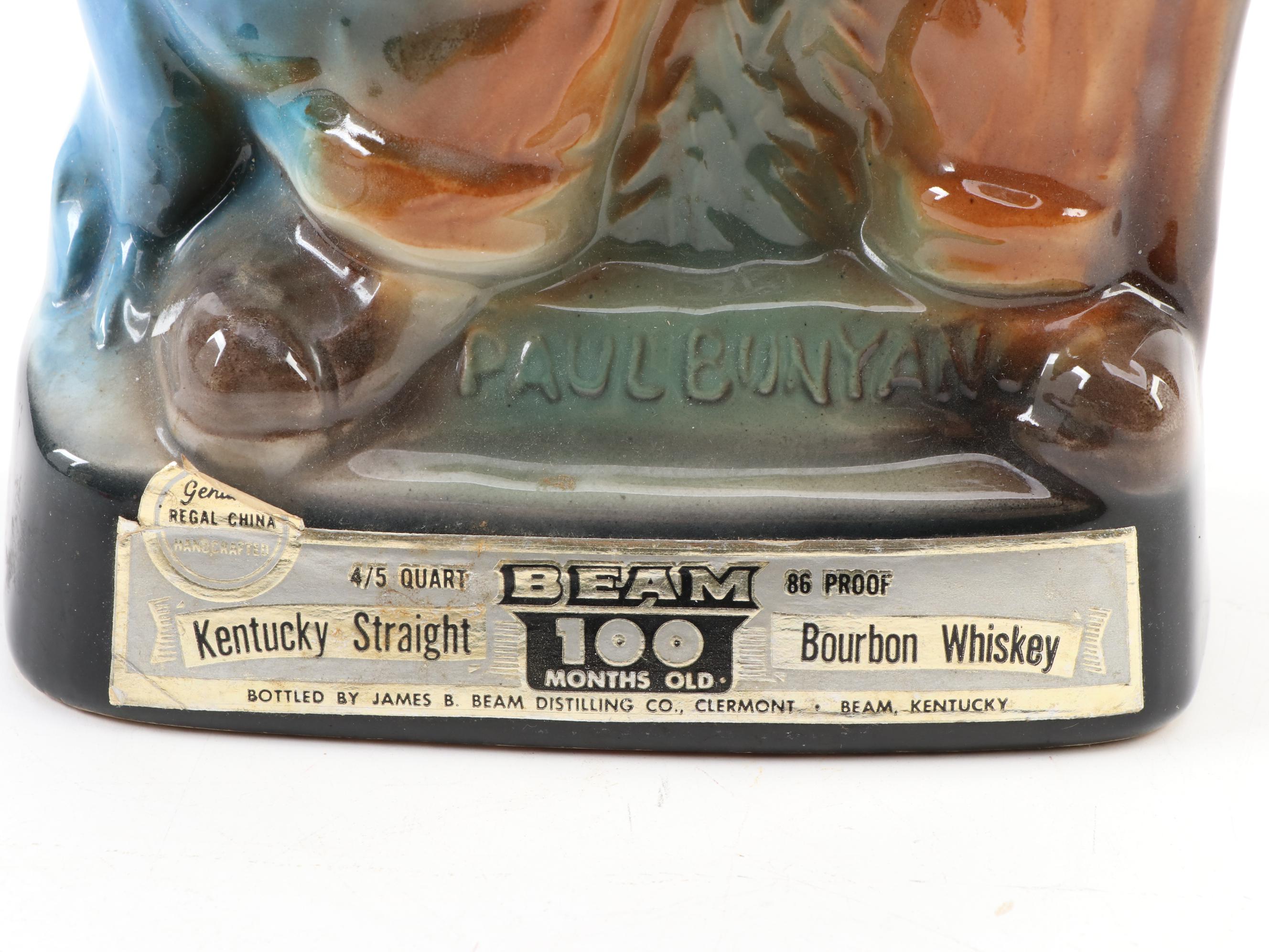 Jim Beam Paul Bunyan and Other Ceramic Figural Decanters, Mid-Late 20th Century