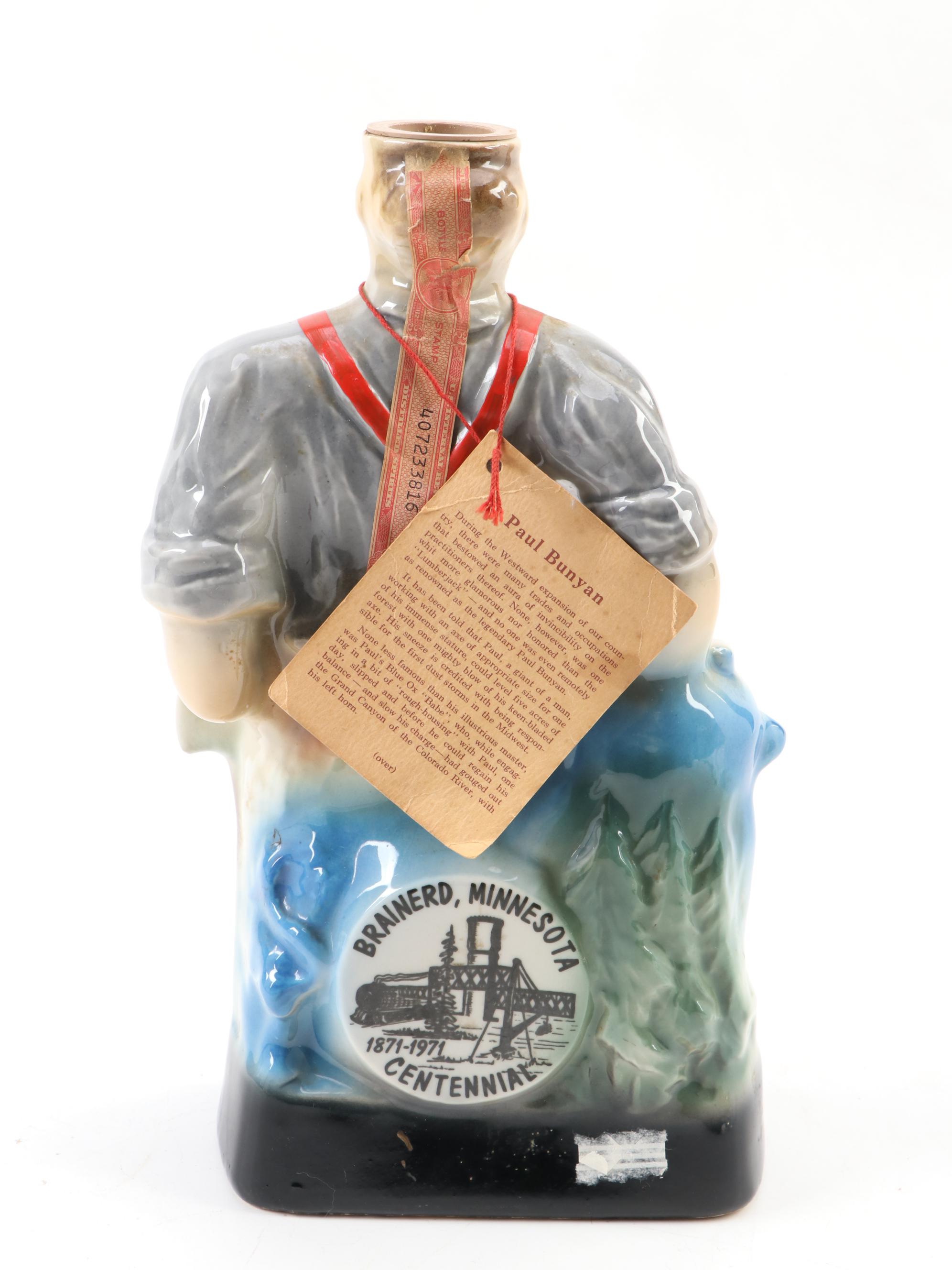 Jim Beam Paul Bunyan and Other Ceramic Figural Decanters, Mid-Late 20th Century