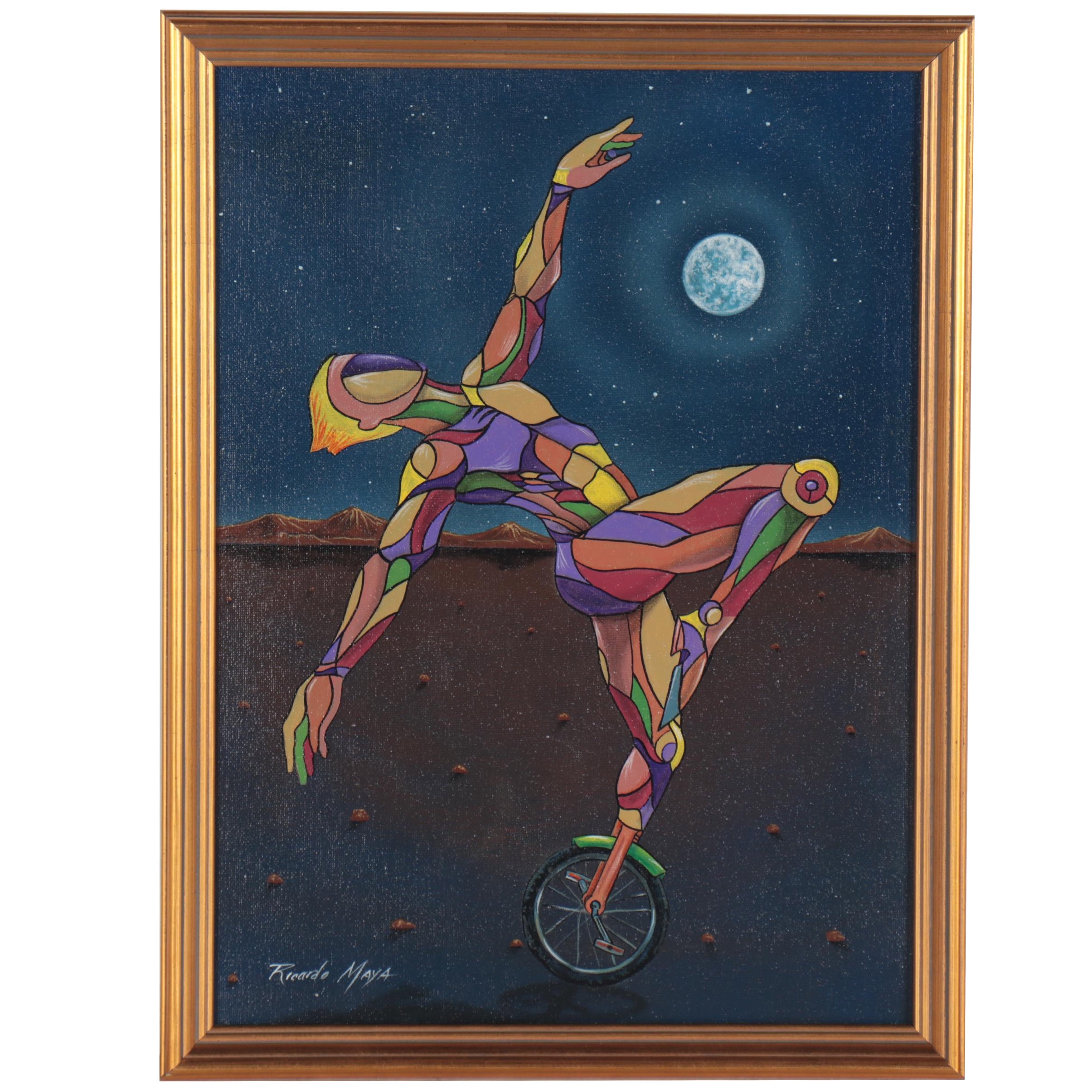 Ricardo Maya Surrealist Figural Acrylic Painting