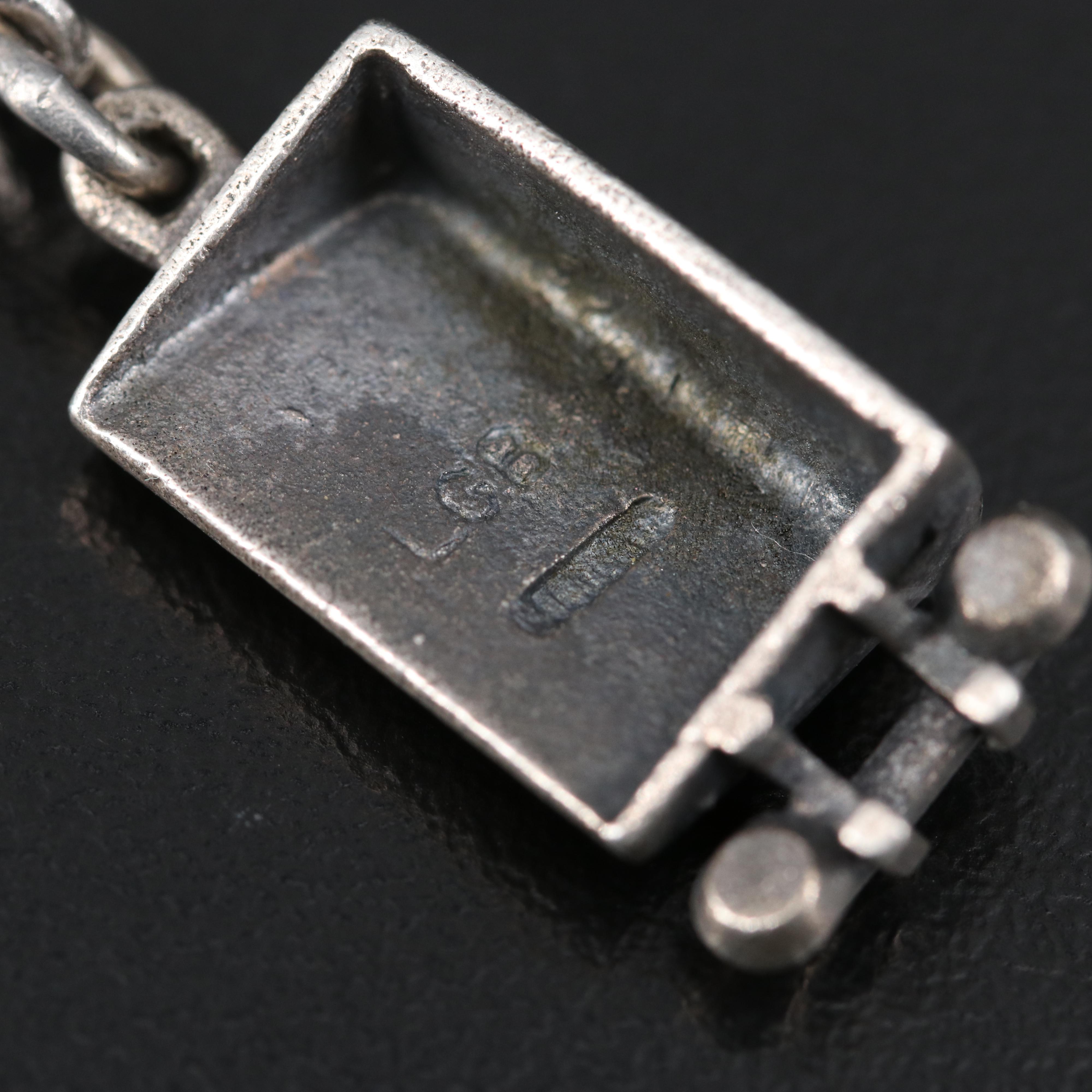 Vintage Sterling Charm Bracelets with Barber Chair and Phone Themed Charms