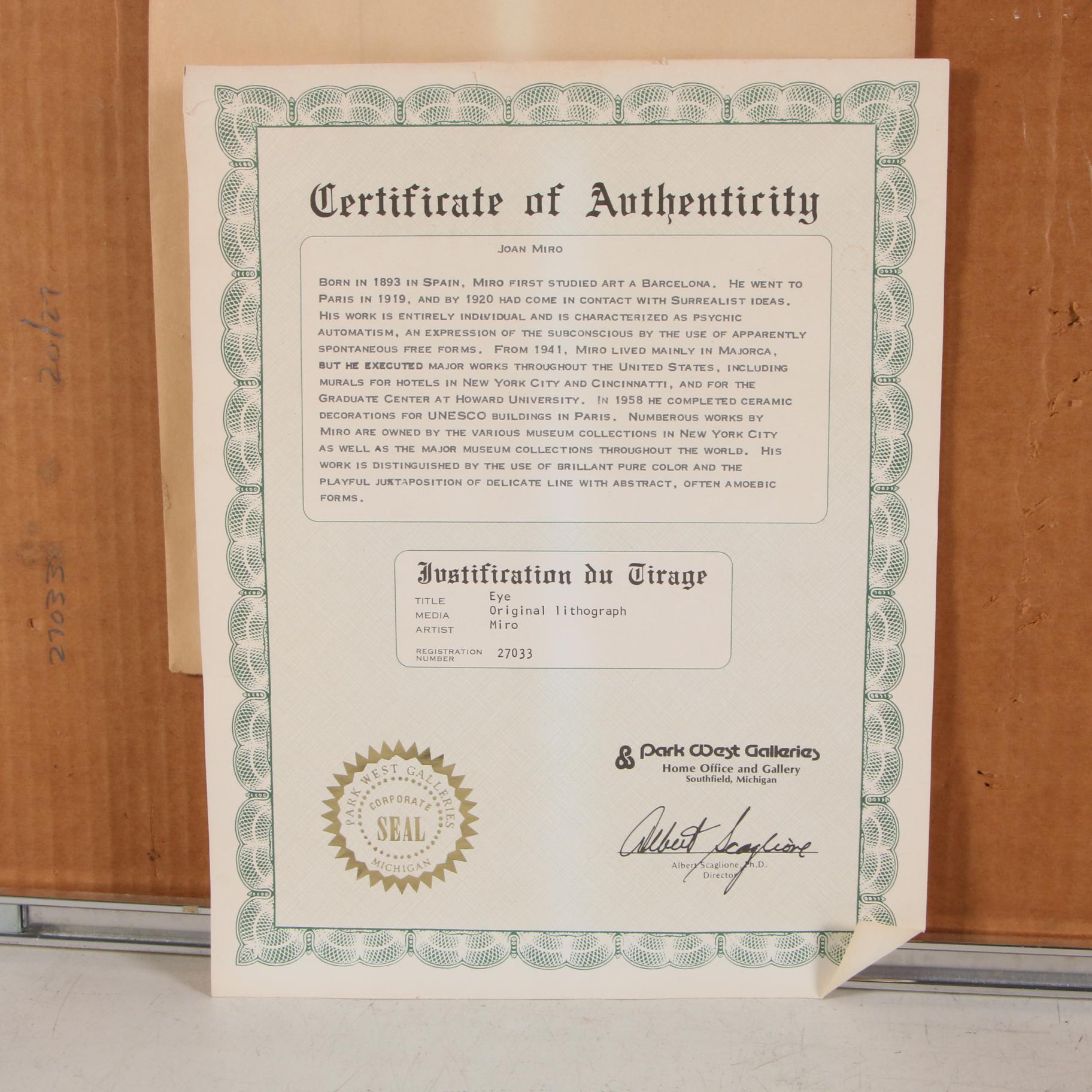 Joan Miró Color Lithograph for "Derrière le miroir," 1973