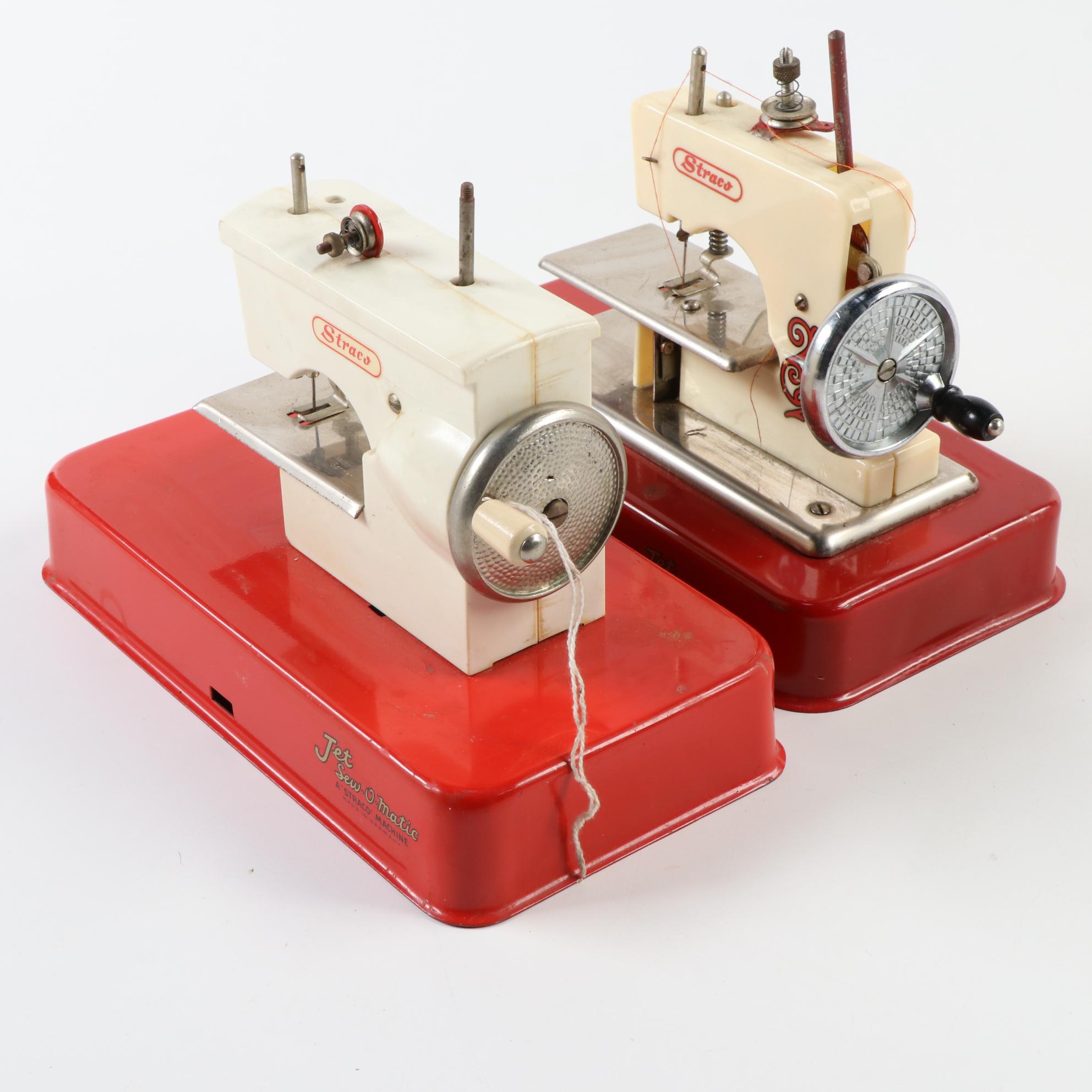 Straco Jet Sew-O-Matic Hand Crank Toy Sewing Machines, Mid-20th Century