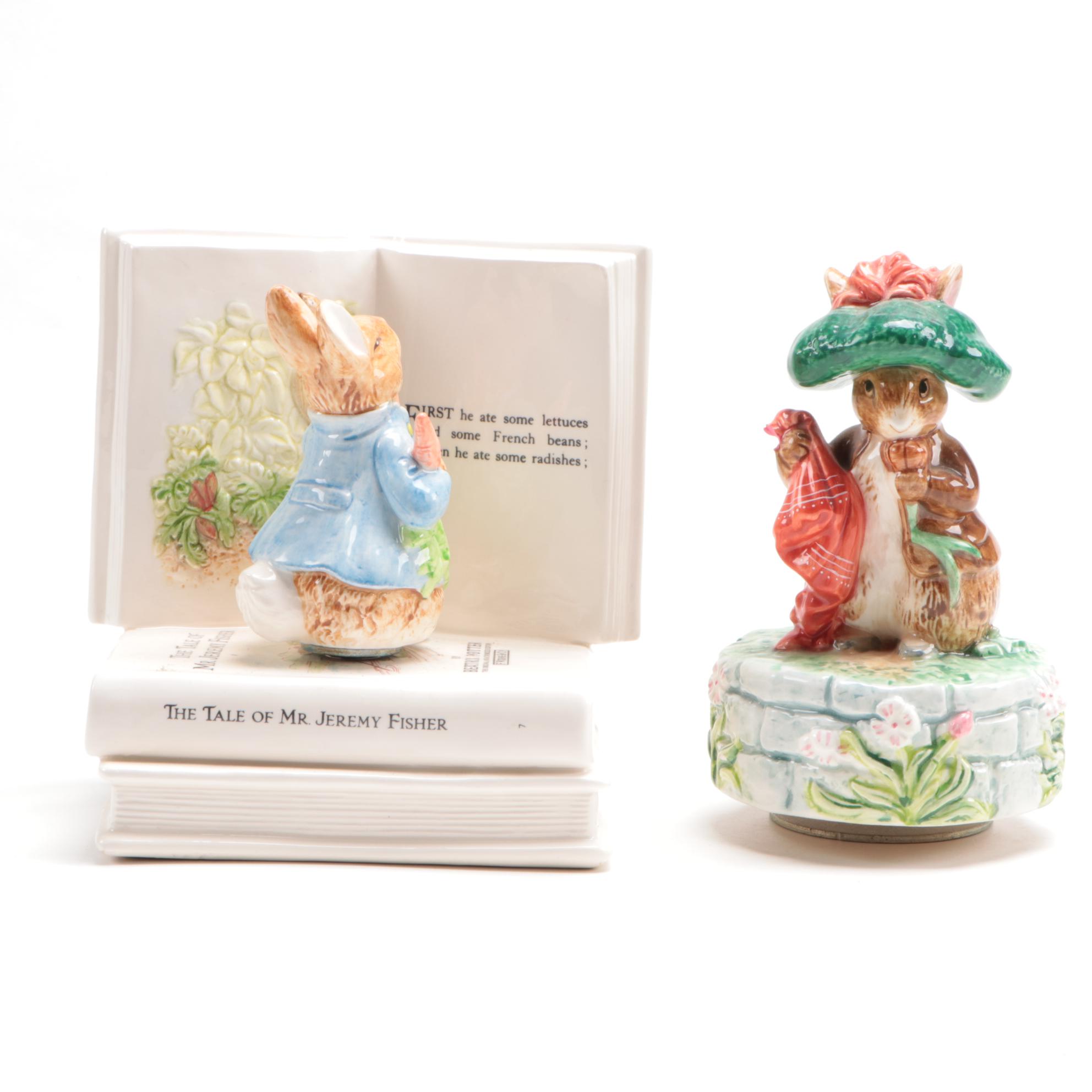 Schmid Beatrix Potter Musical Figurines with Other Beatrix Potter Teapot