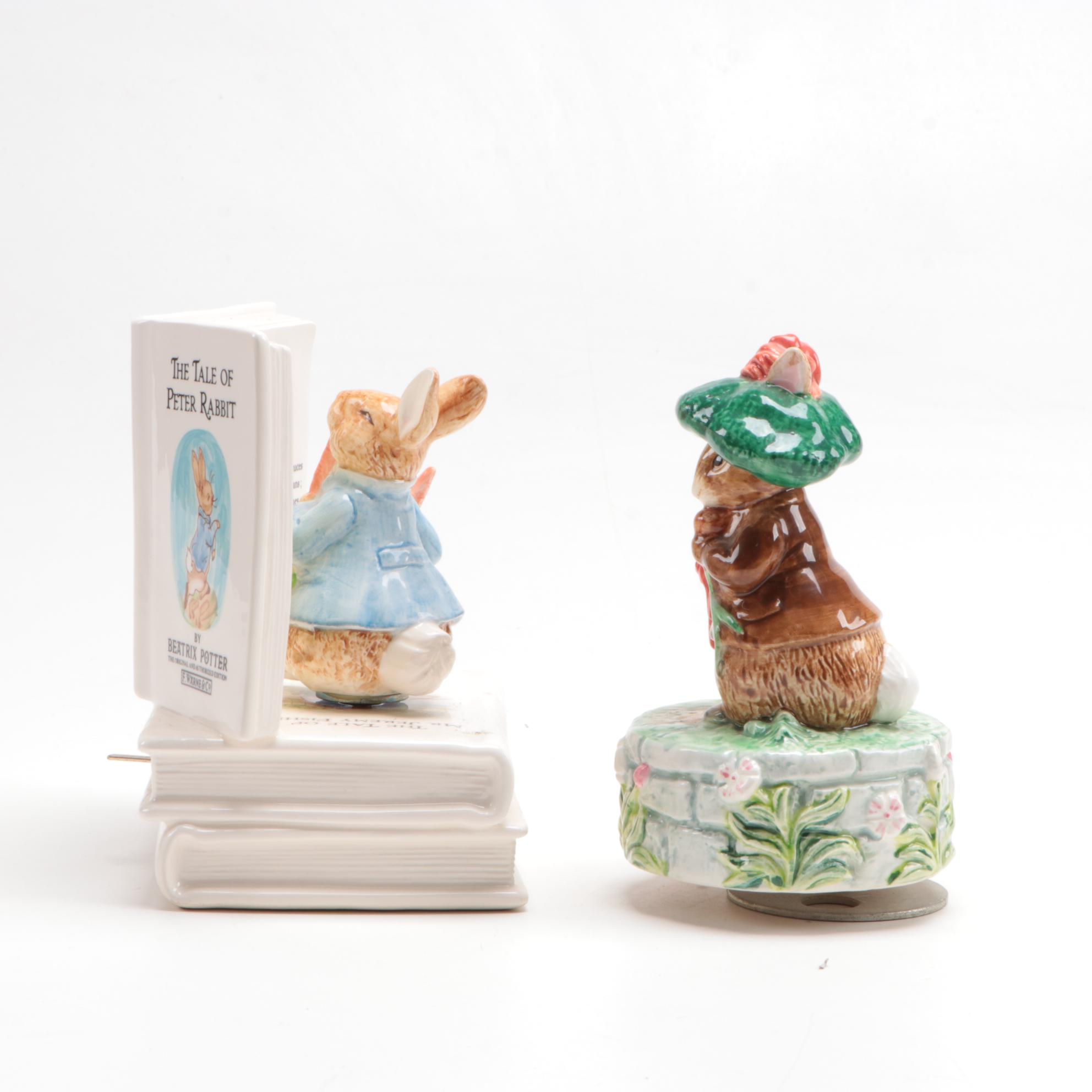 Schmid Beatrix Potter Musical Figurines with Other Beatrix Potter Teapot