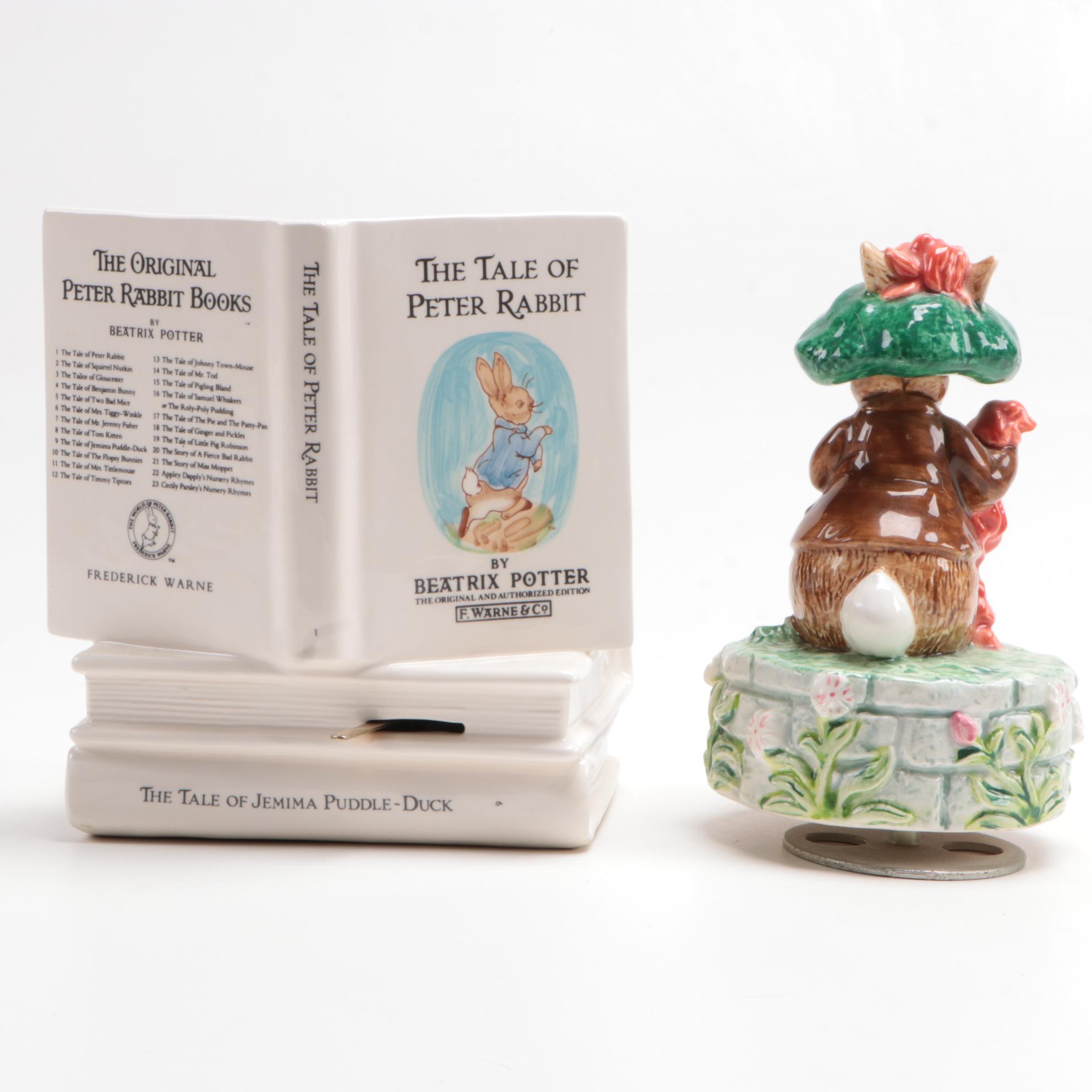 Schmid Beatrix Potter Musical Figurines with Other Beatrix Potter Teapot