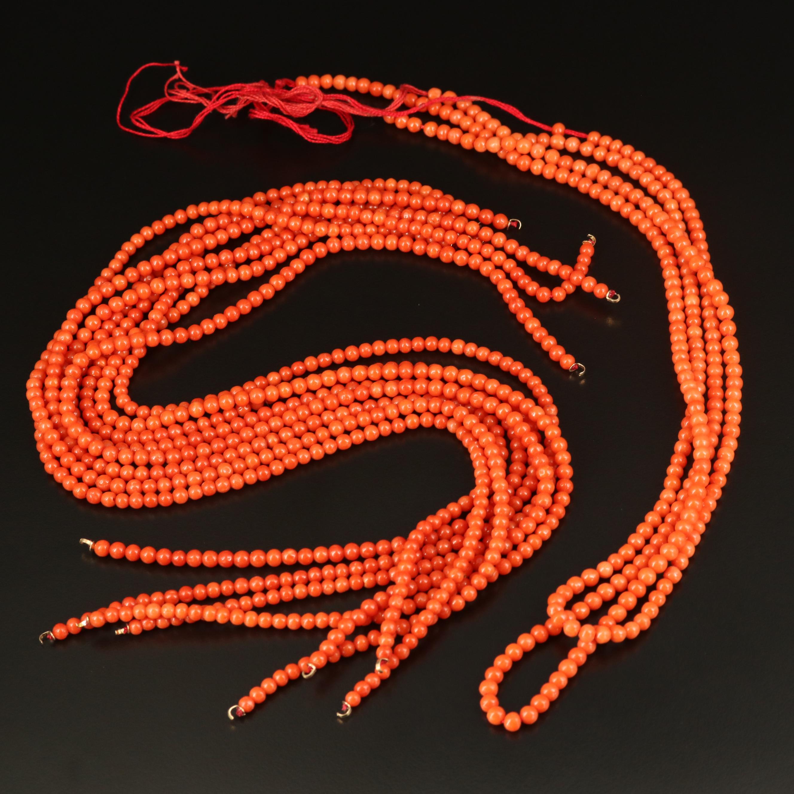 Loose Round Coral Strands
