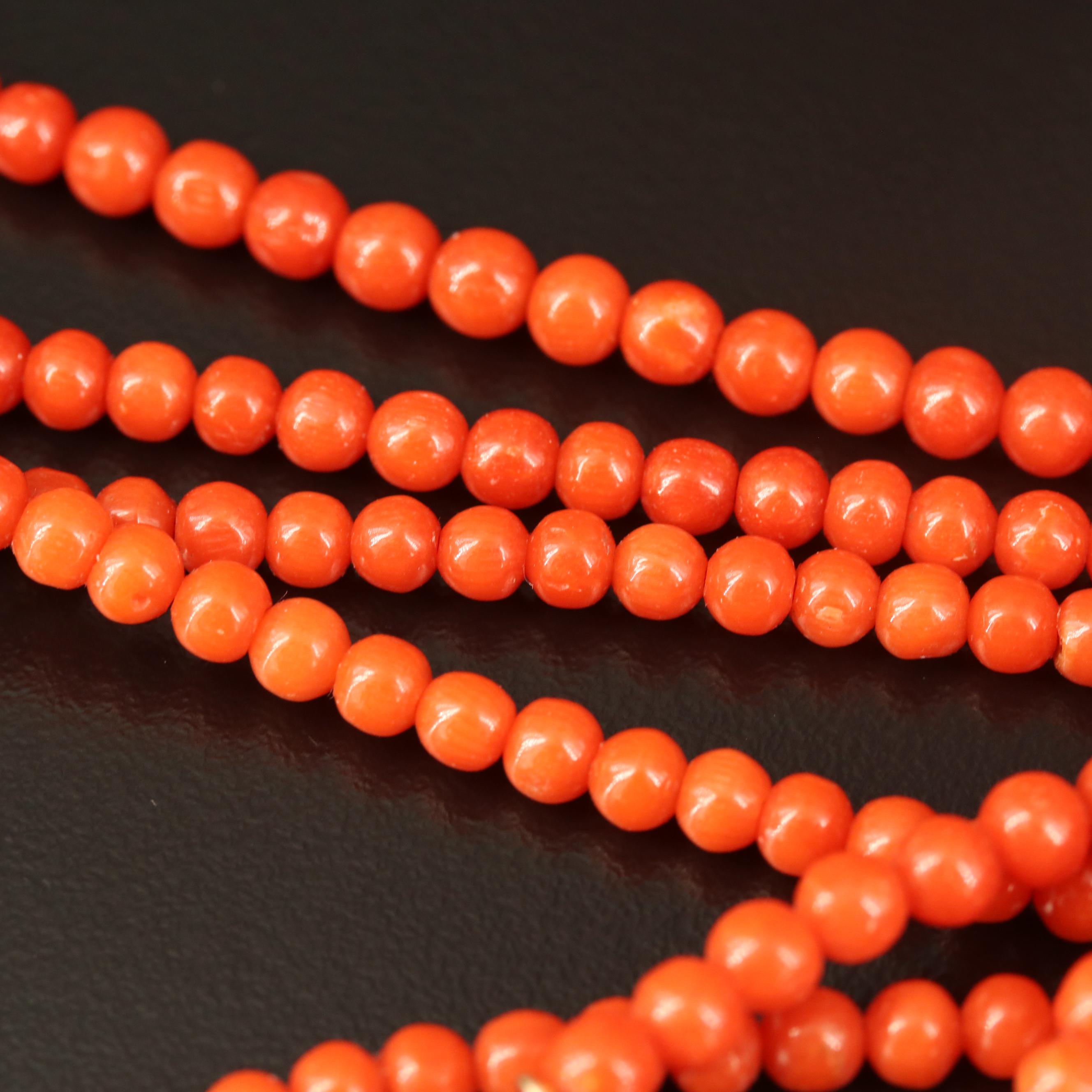 Loose Round Coral Strands