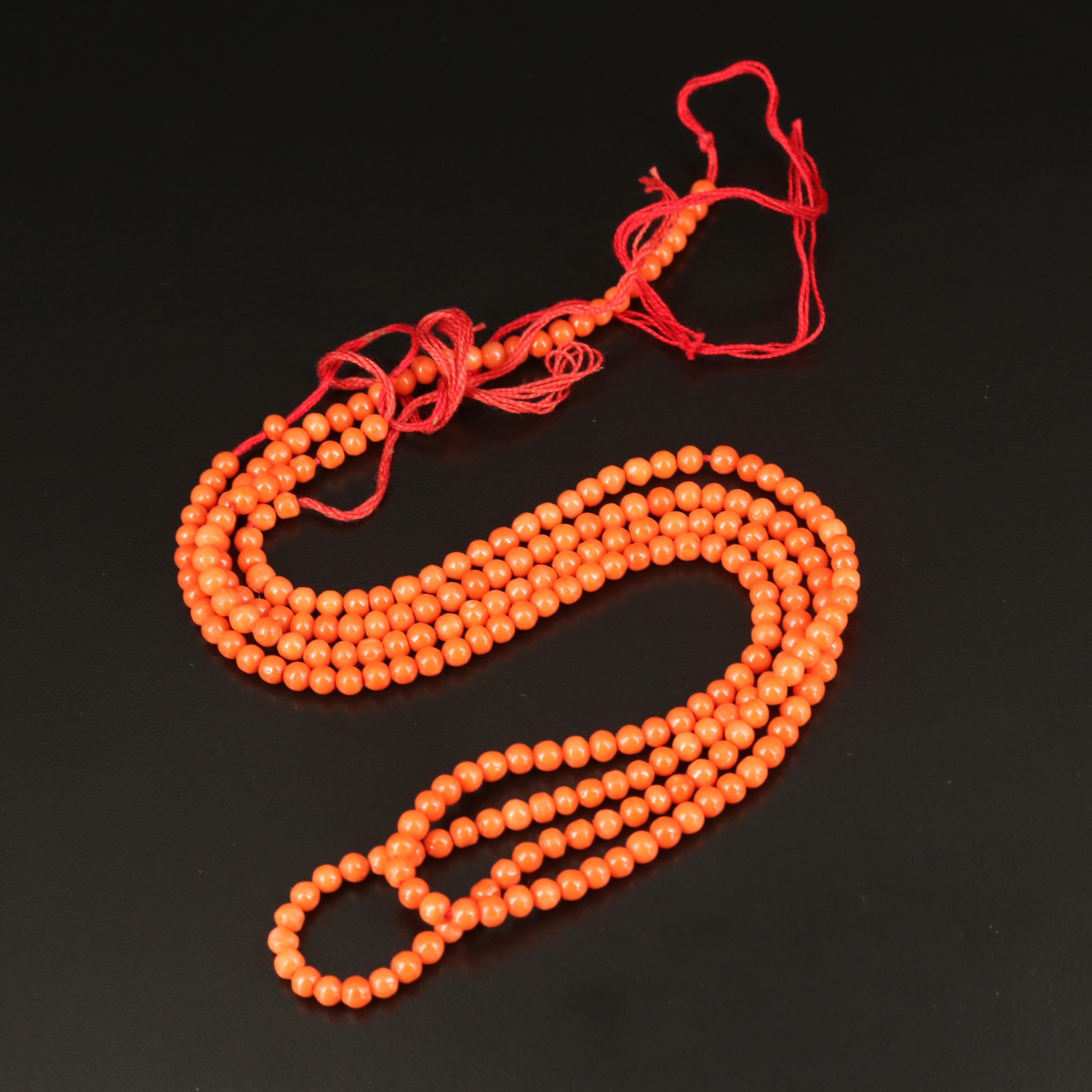 Loose Round Coral Strands