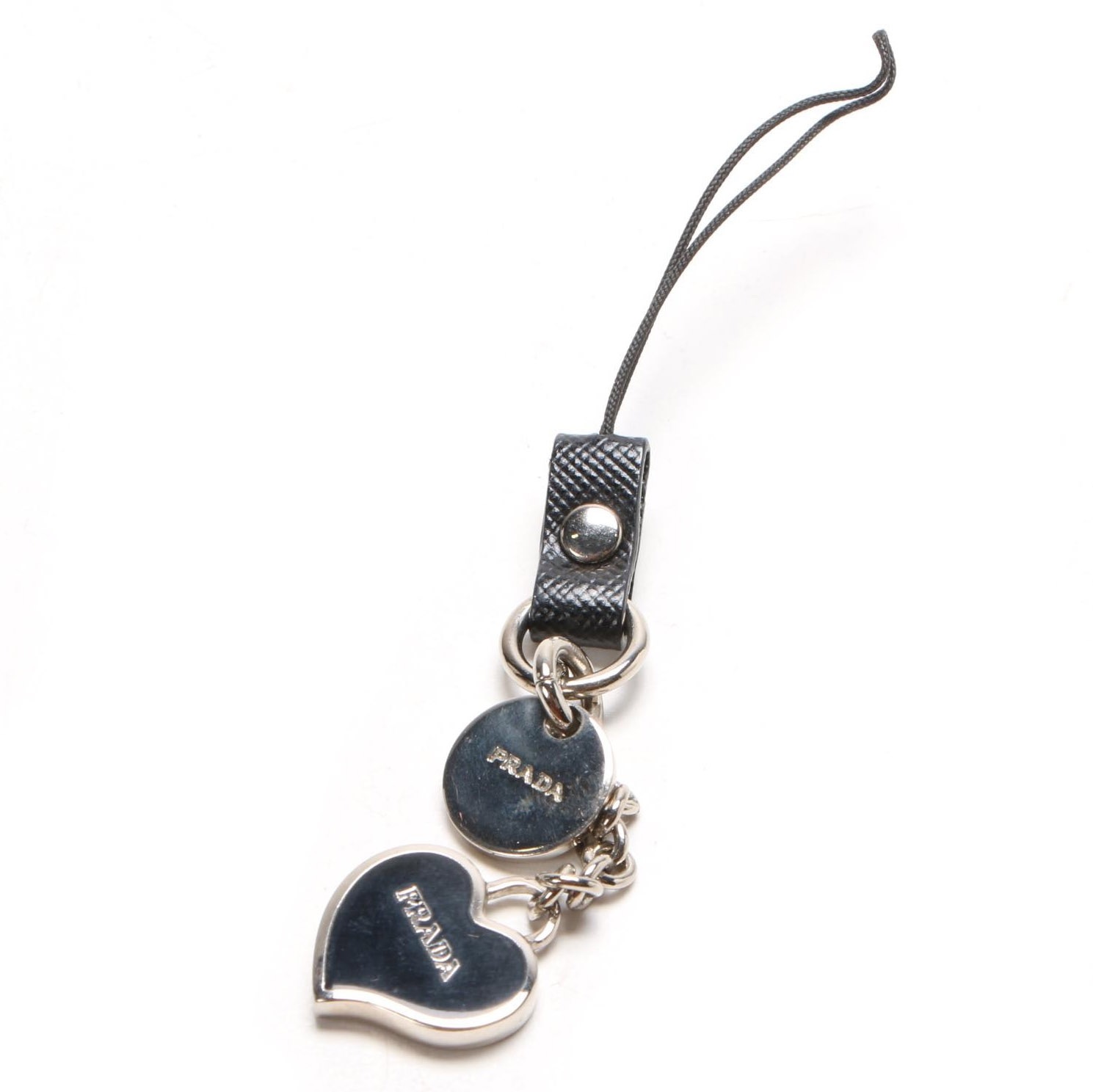 Prada Black Enameled Heart Cellphone Charm