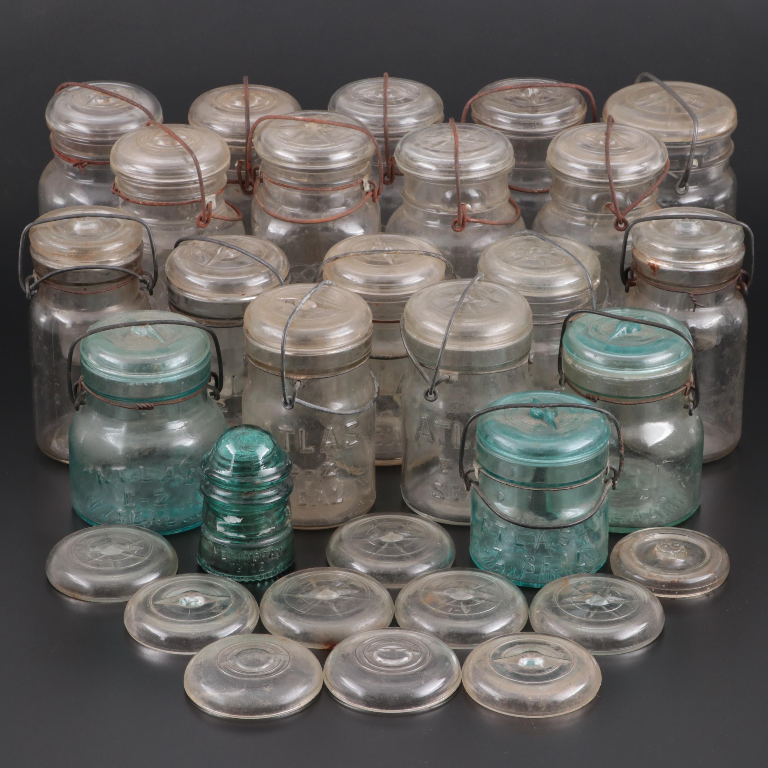 Ball "Eclipse" and "Ideal" with Atlas Clear and Aqua E-Z Seal Canning Jars