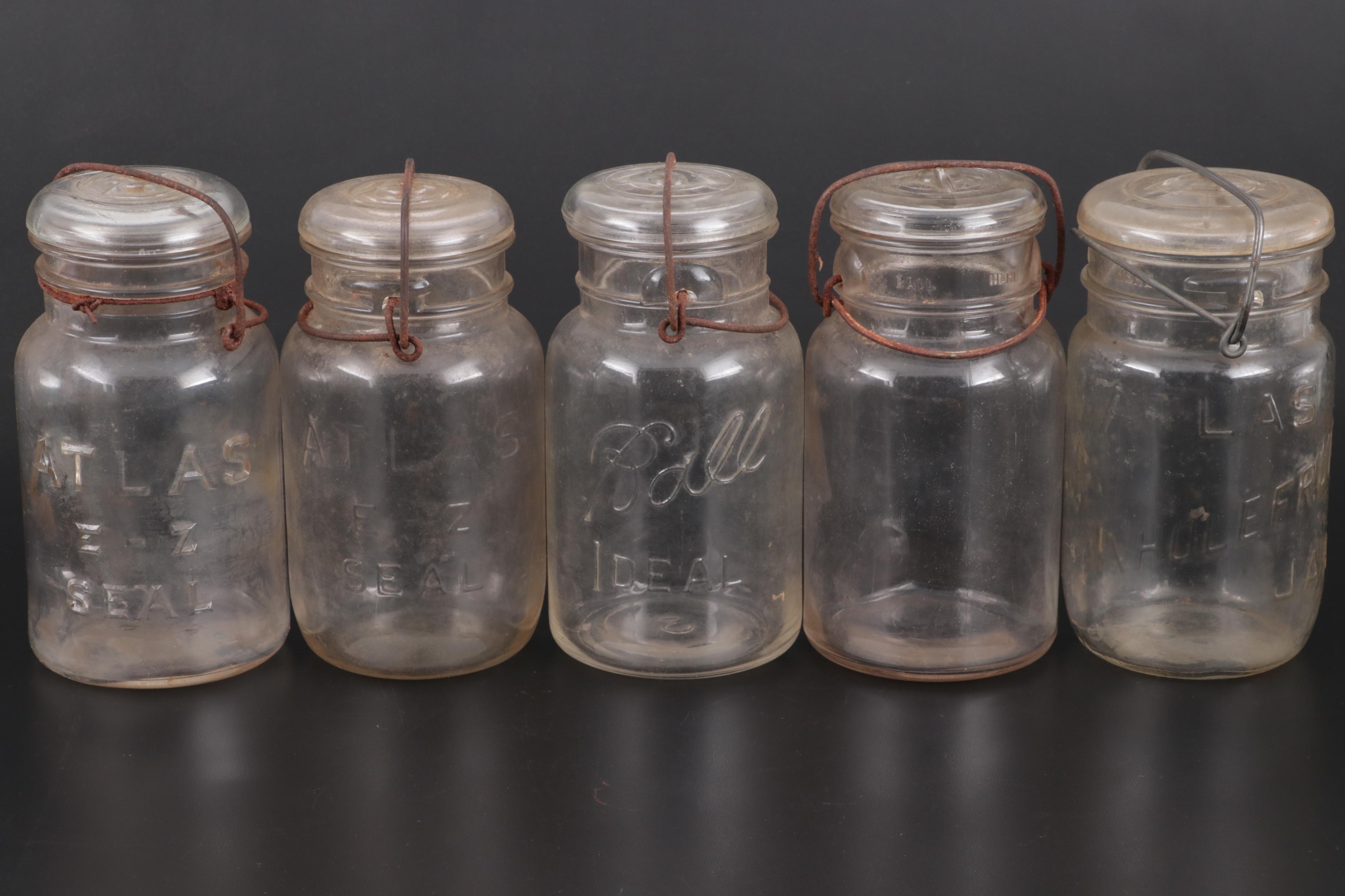 Ball "Eclipse" and "Ideal" with Atlas Clear and Aqua E-Z Seal Canning Jars