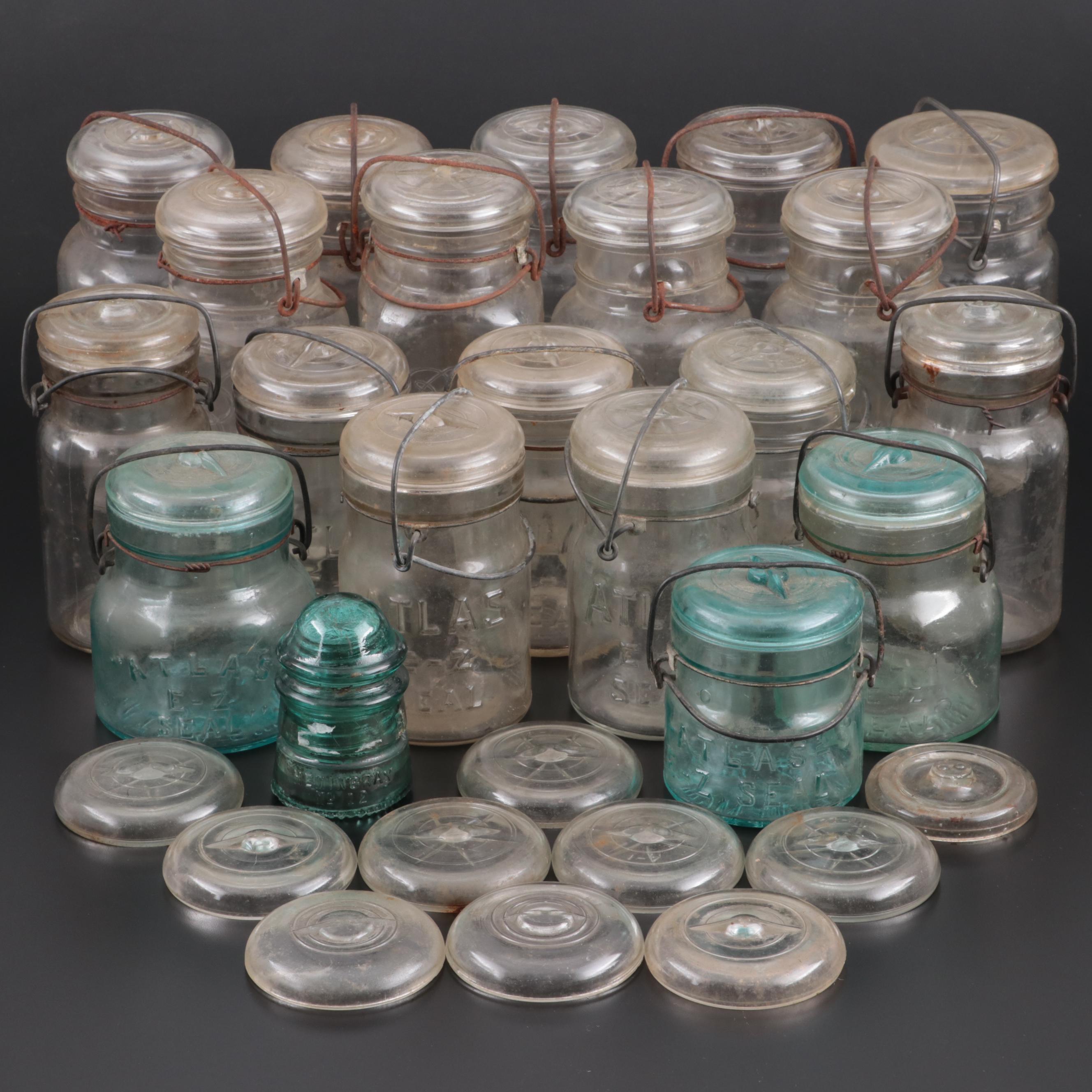Ball "Eclipse" and "Ideal" with Atlas Clear and Aqua E-Z Seal Canning Jars