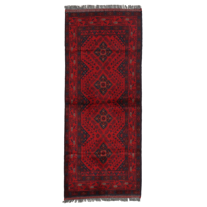 2'6 x 6'10 Hand-Knotted Afghan Tribal Kunduz Wool Rug