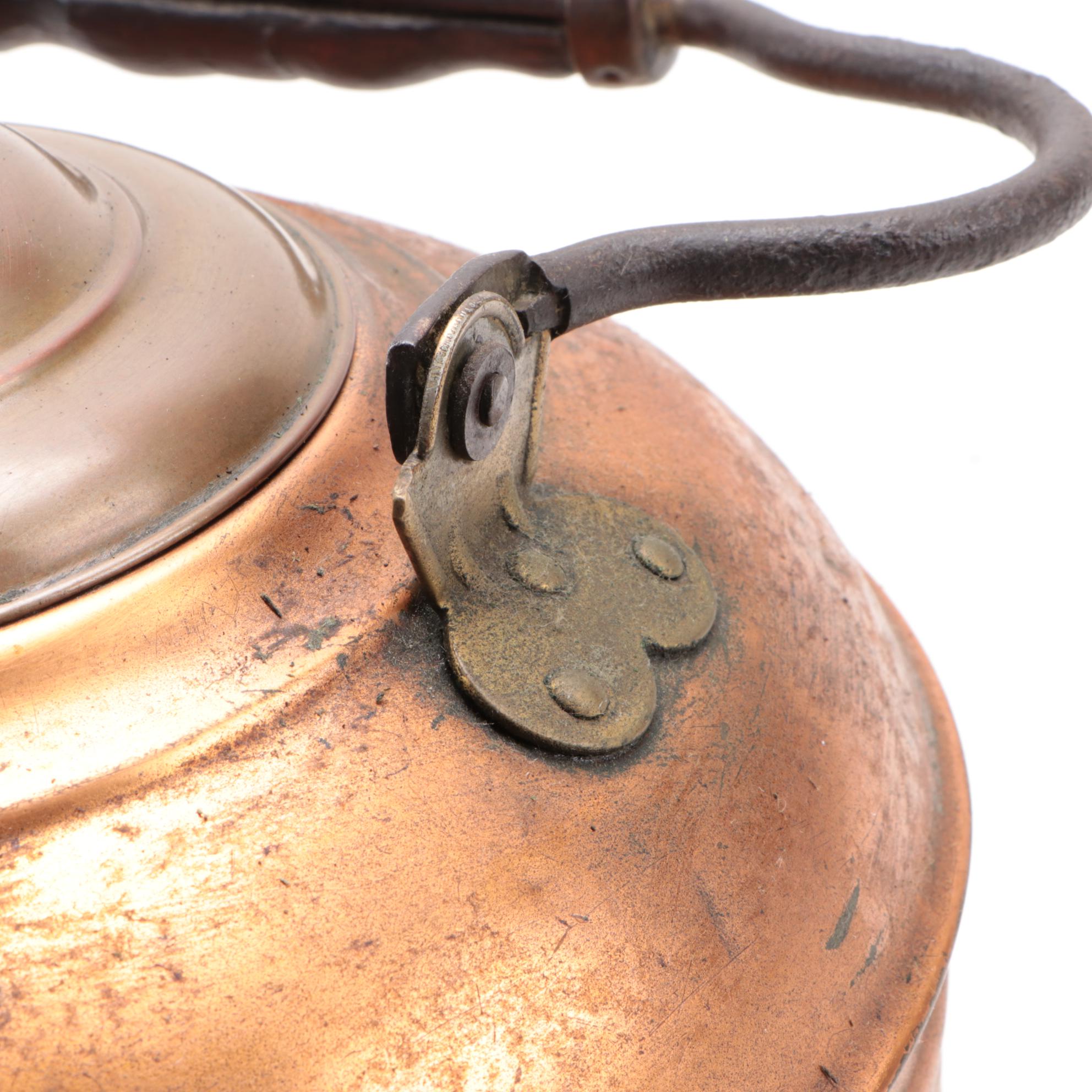Majestic Copper Tea Kettle with Lid, Late 19th/Early 20th C.