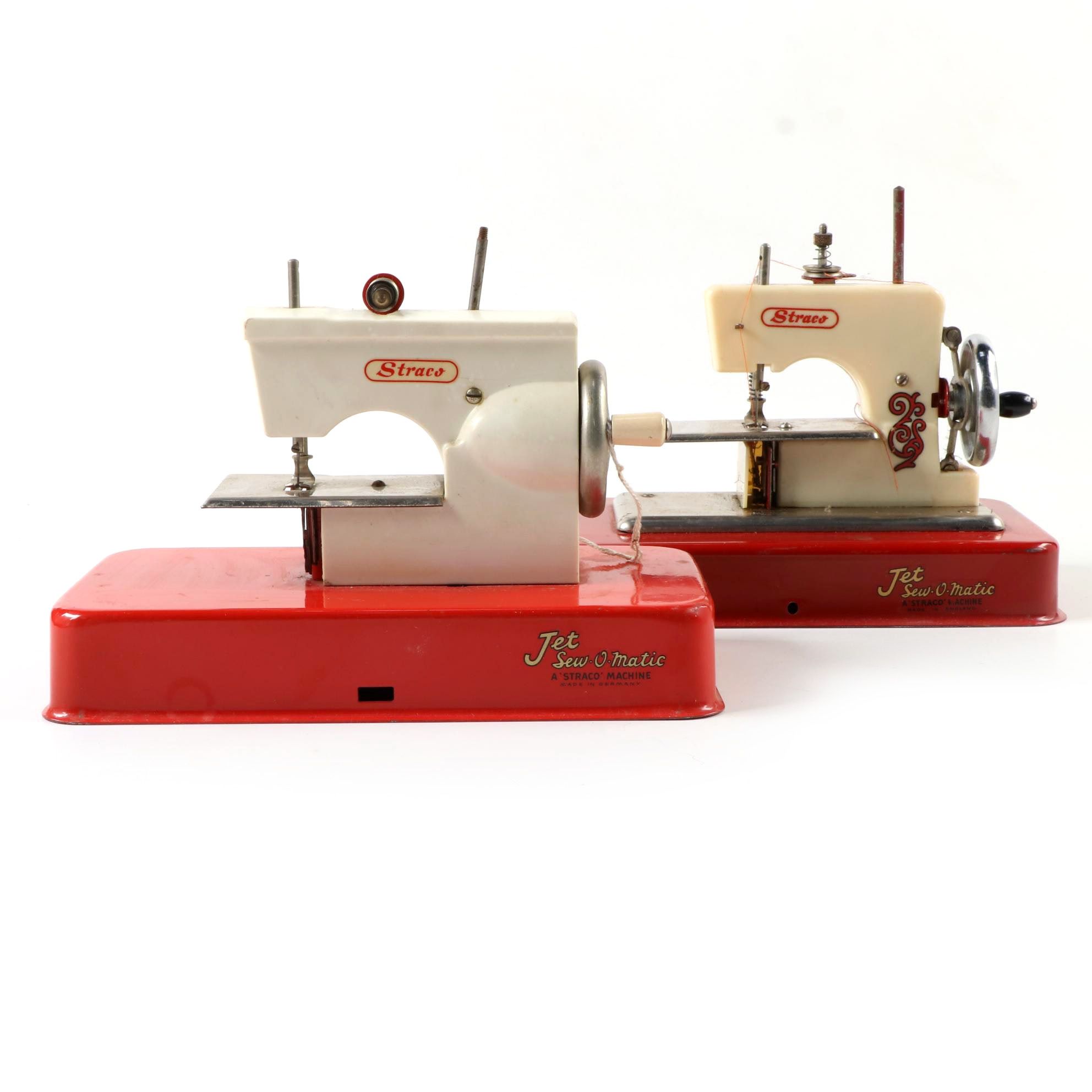 Straco Jet Sew-O-Matic Hand Crank Toy Sewing Machines, Mid-20th Century