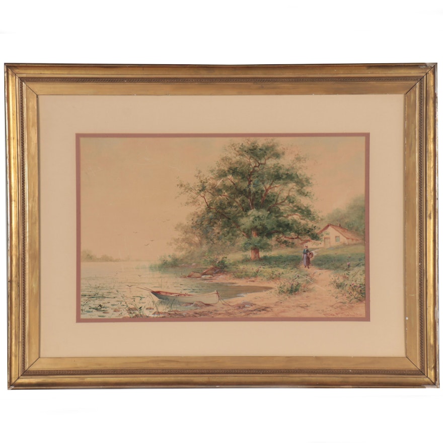 George F. Schultz Landscape Watercolor Painting, Early 20th Century