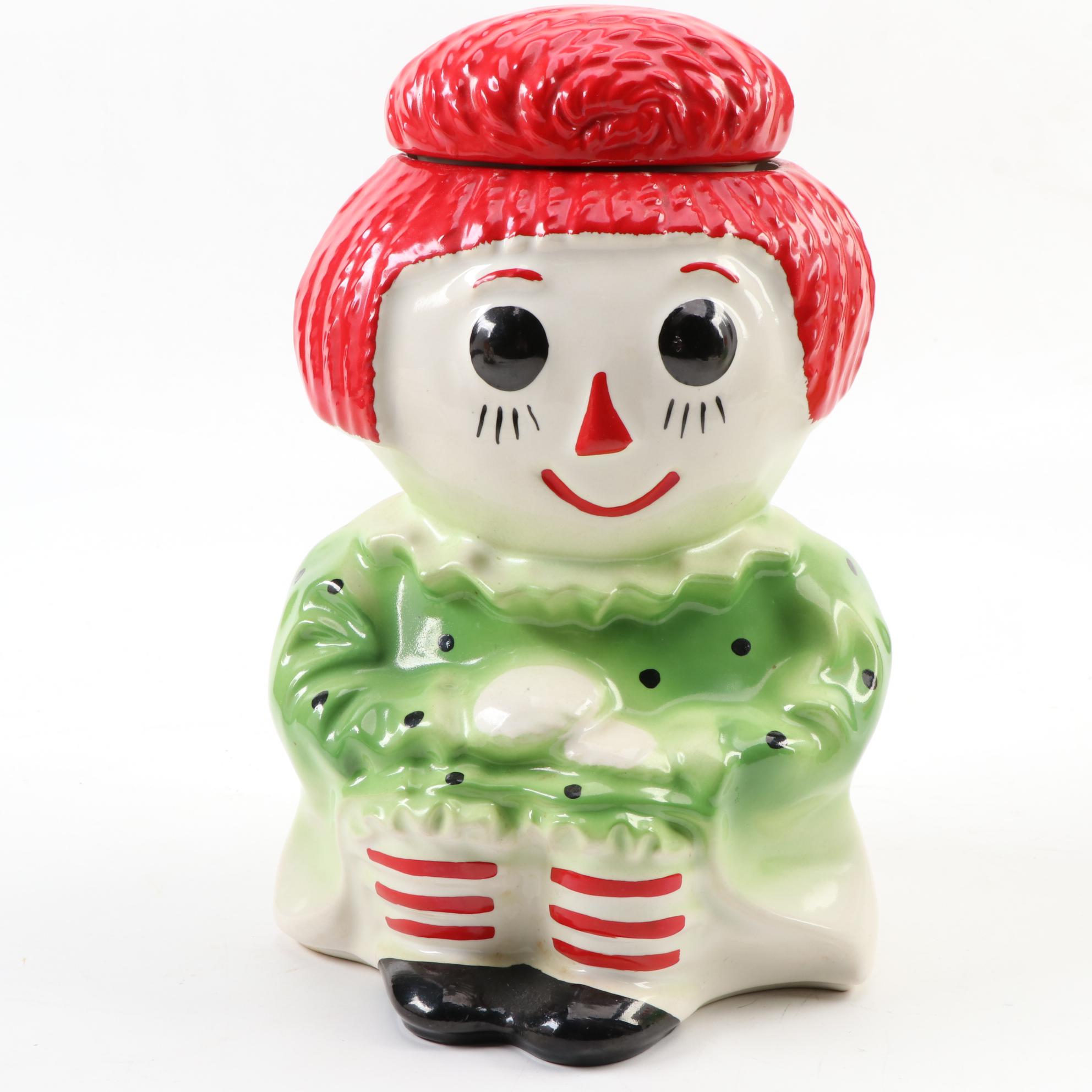 Raggedy Ann and Raggedy Andy Inspired Ceramic Cookie Jars