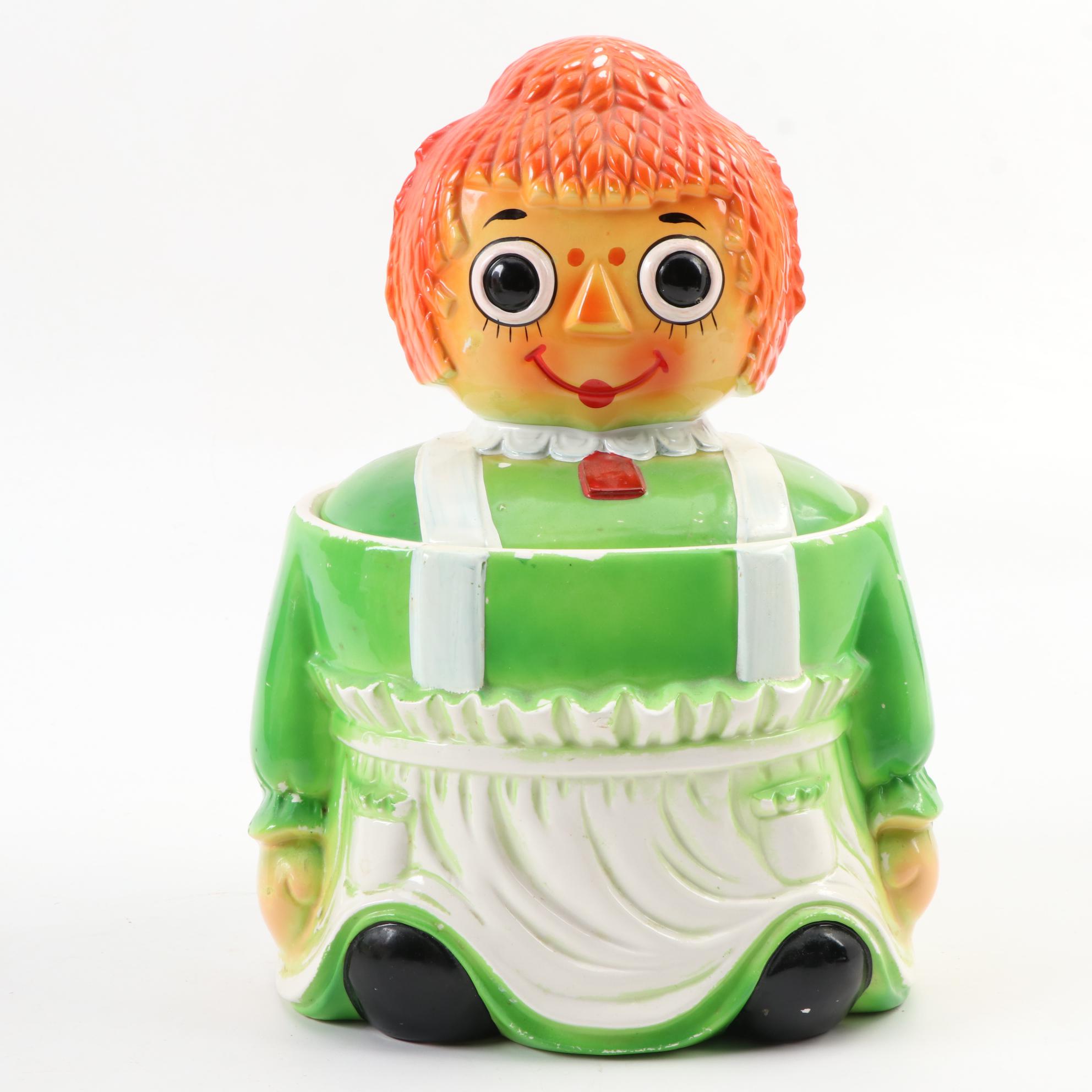 Raggedy Ann and Raggedy Andy Inspired Ceramic Cookie Jars