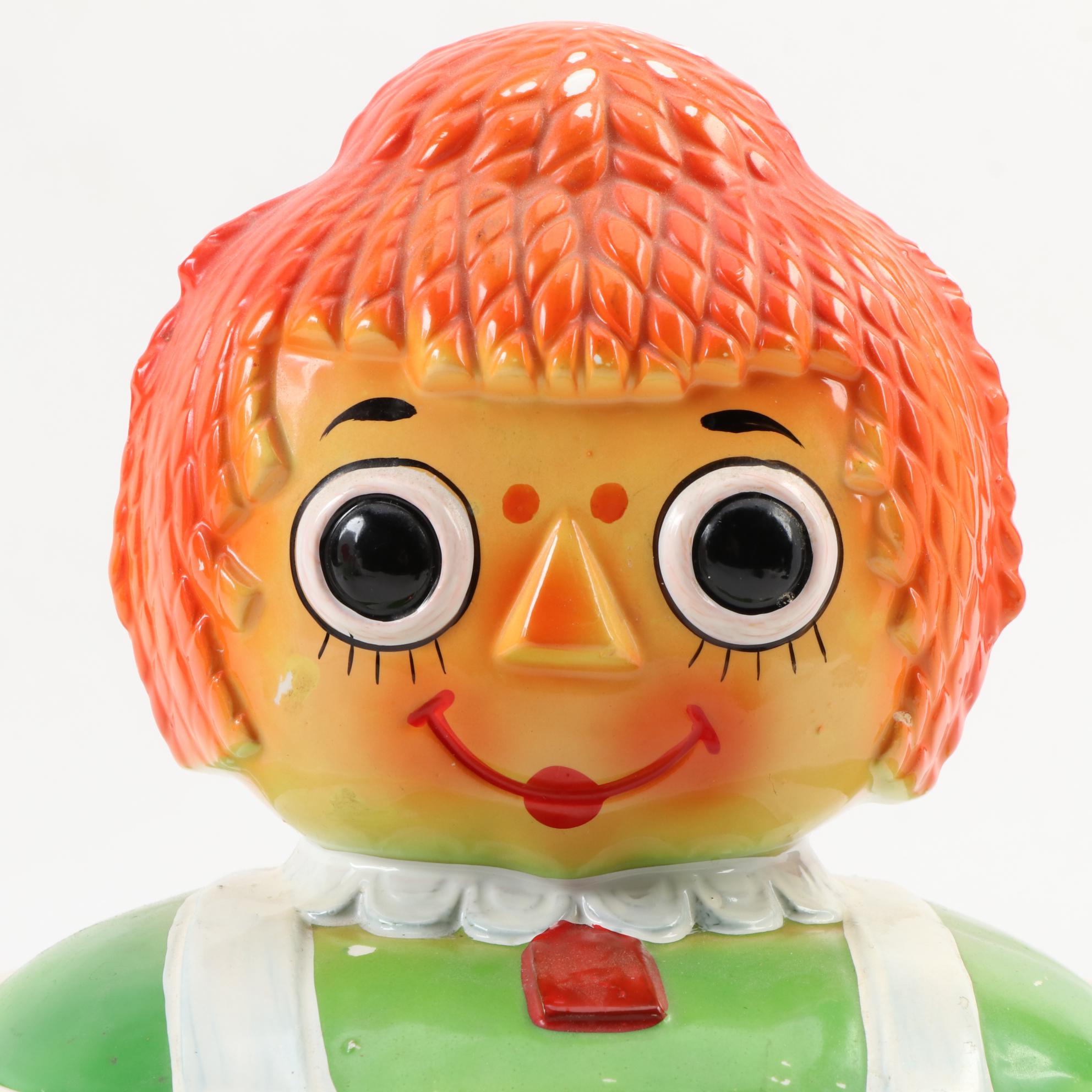 Raggedy Ann and Raggedy Andy Inspired Ceramic Cookie Jars