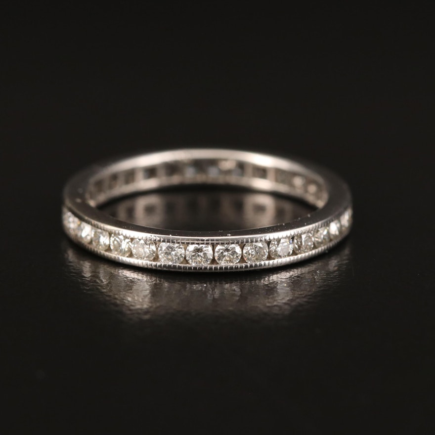 18K Channel Set Diamond Milgrain Eternity Band