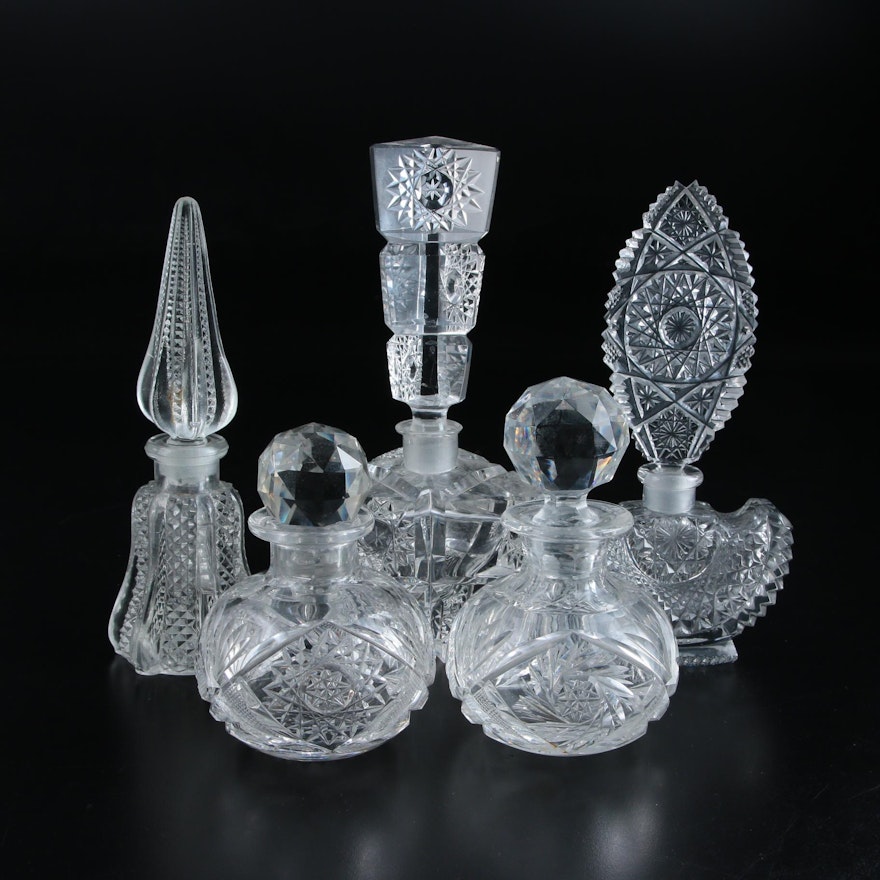 Cut and Pressed Glass Patterned Perfume Bottles