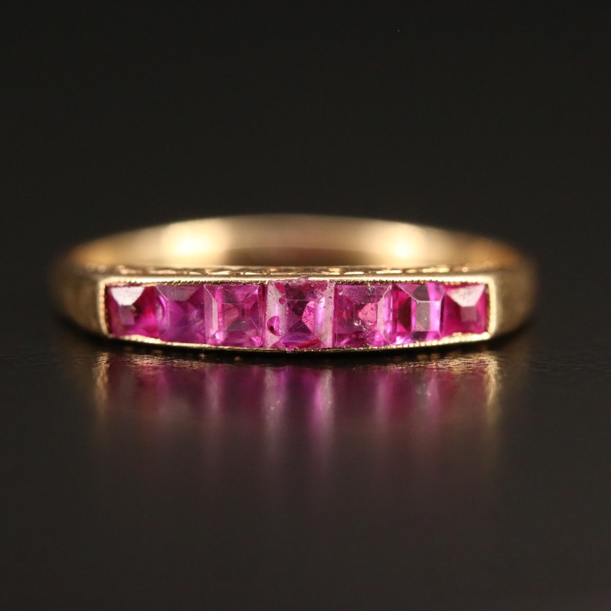 14K Ruby Band with Engraved Details