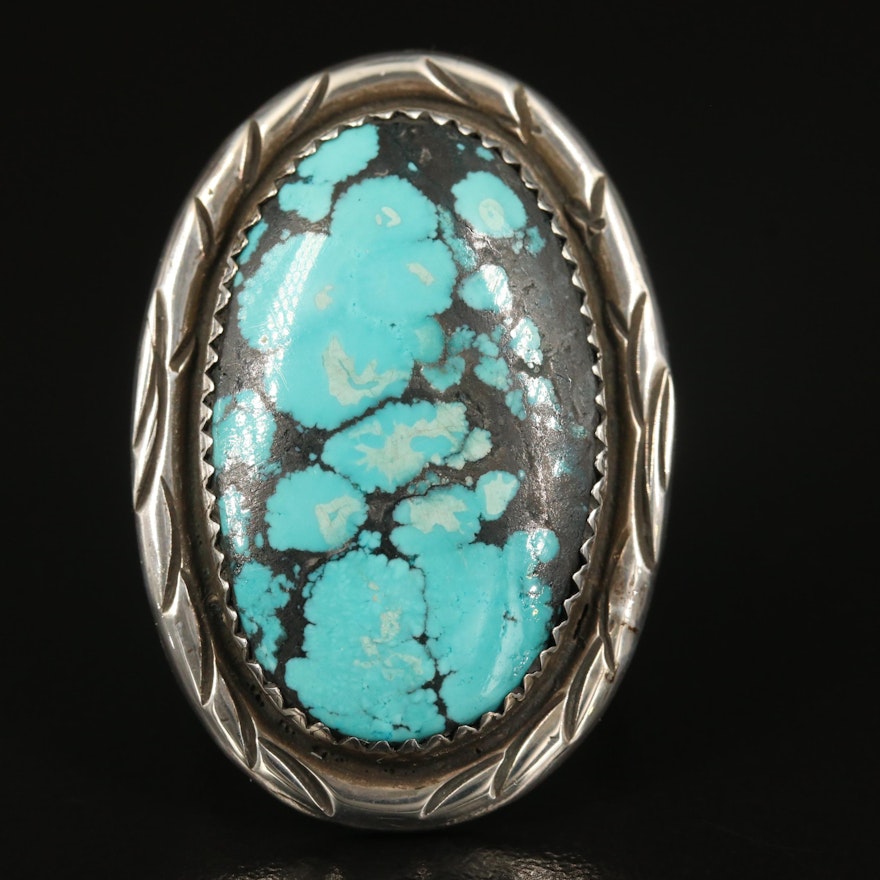 George Oliver Bennett Navajo Diné Sterling Turquoise Ring