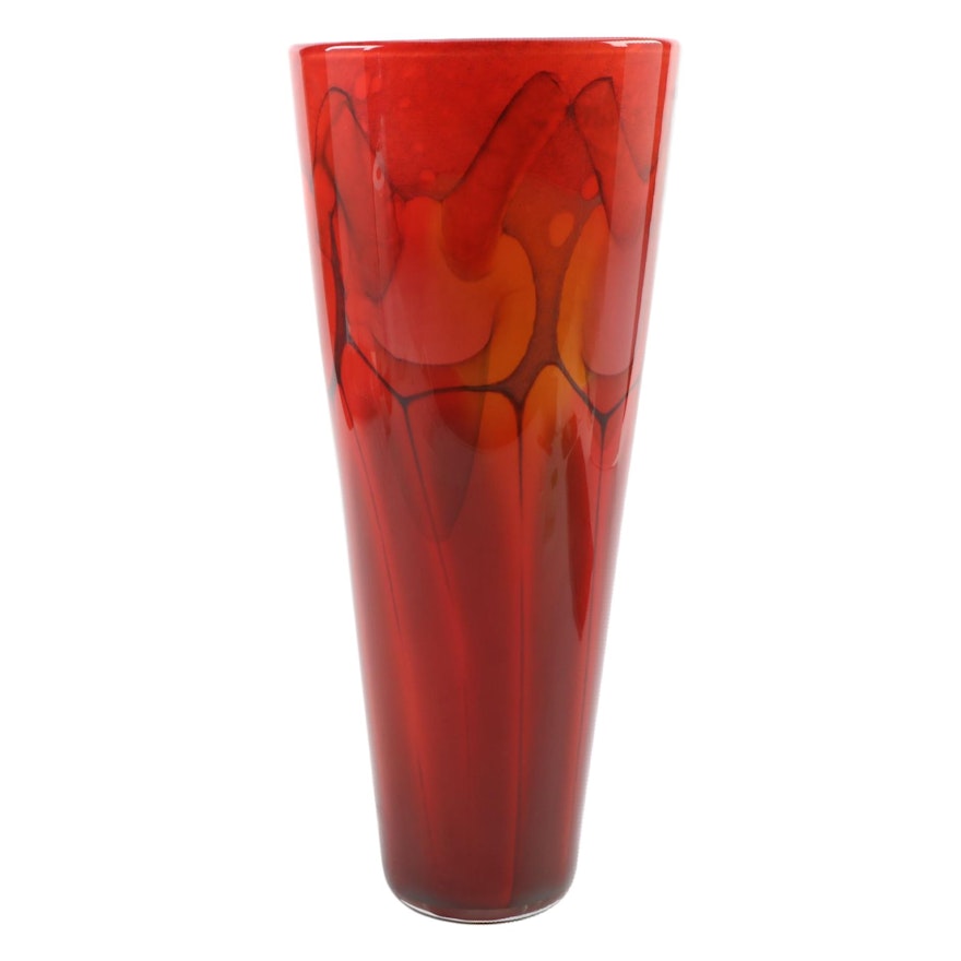 Steven Main "Fire Series" Studio Art Glass Vase, 1995