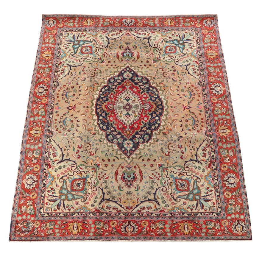 8'0 x 10'5 Hand-Knotted Persian Yazd Wool Area Rug