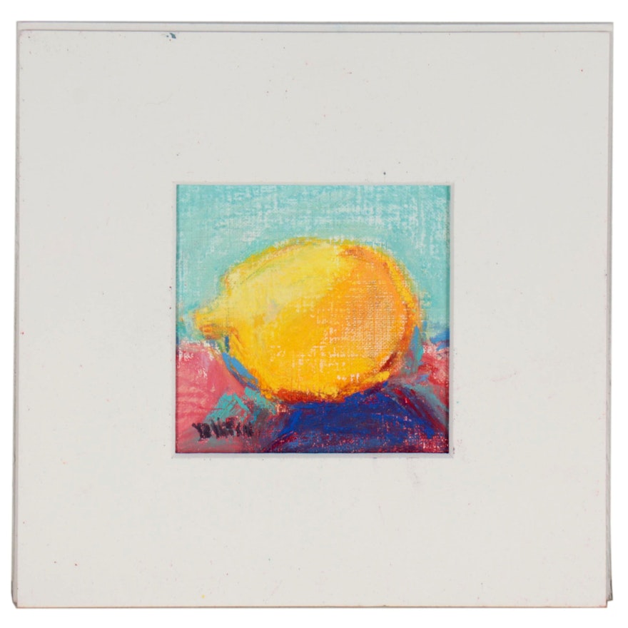 Betsy Heffron Chalk Pastel Still Life Drawing of a Lemon, 21st Century