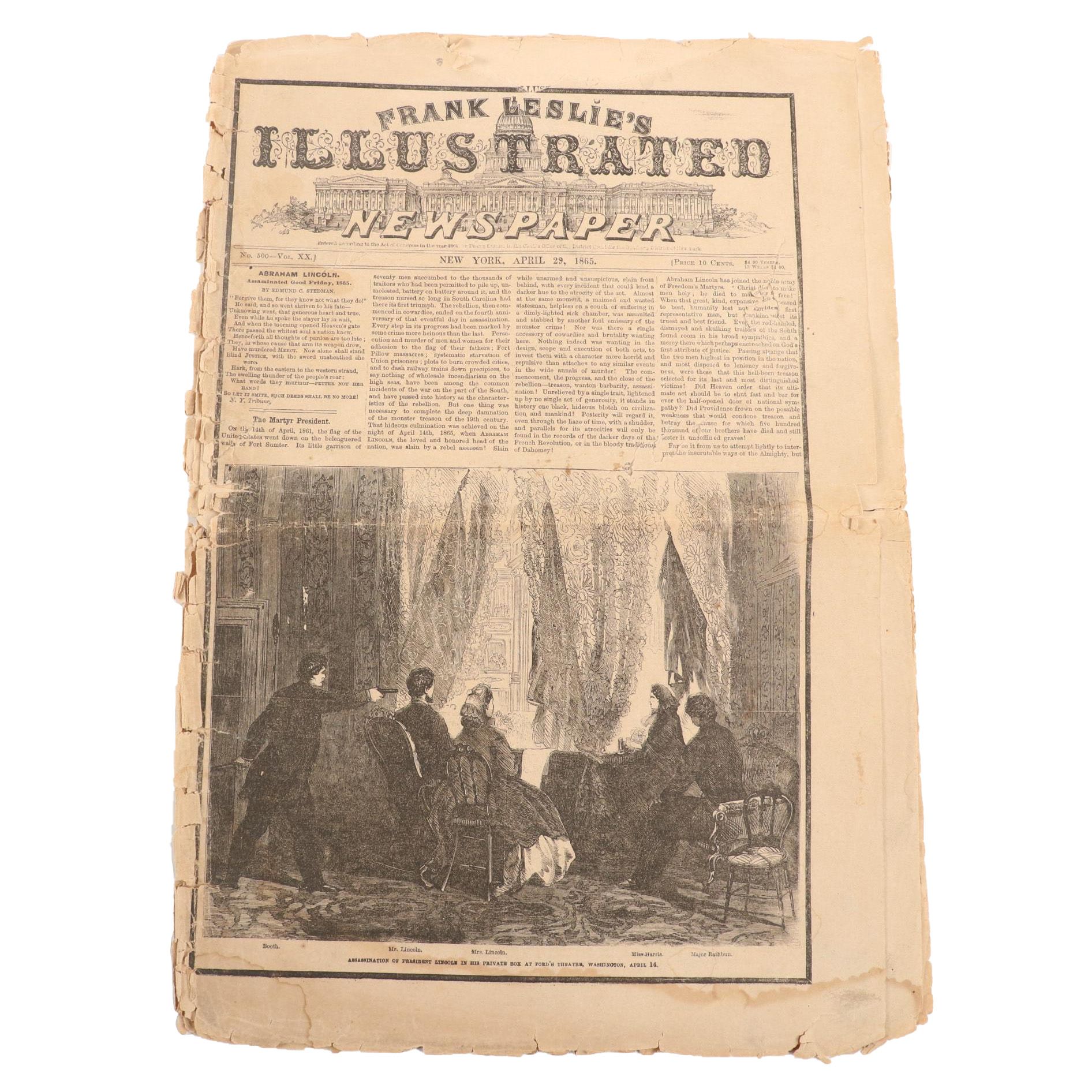 "Frank Leslie's Illustrated Newspaper" with Lincoln Assassination Article, 1865