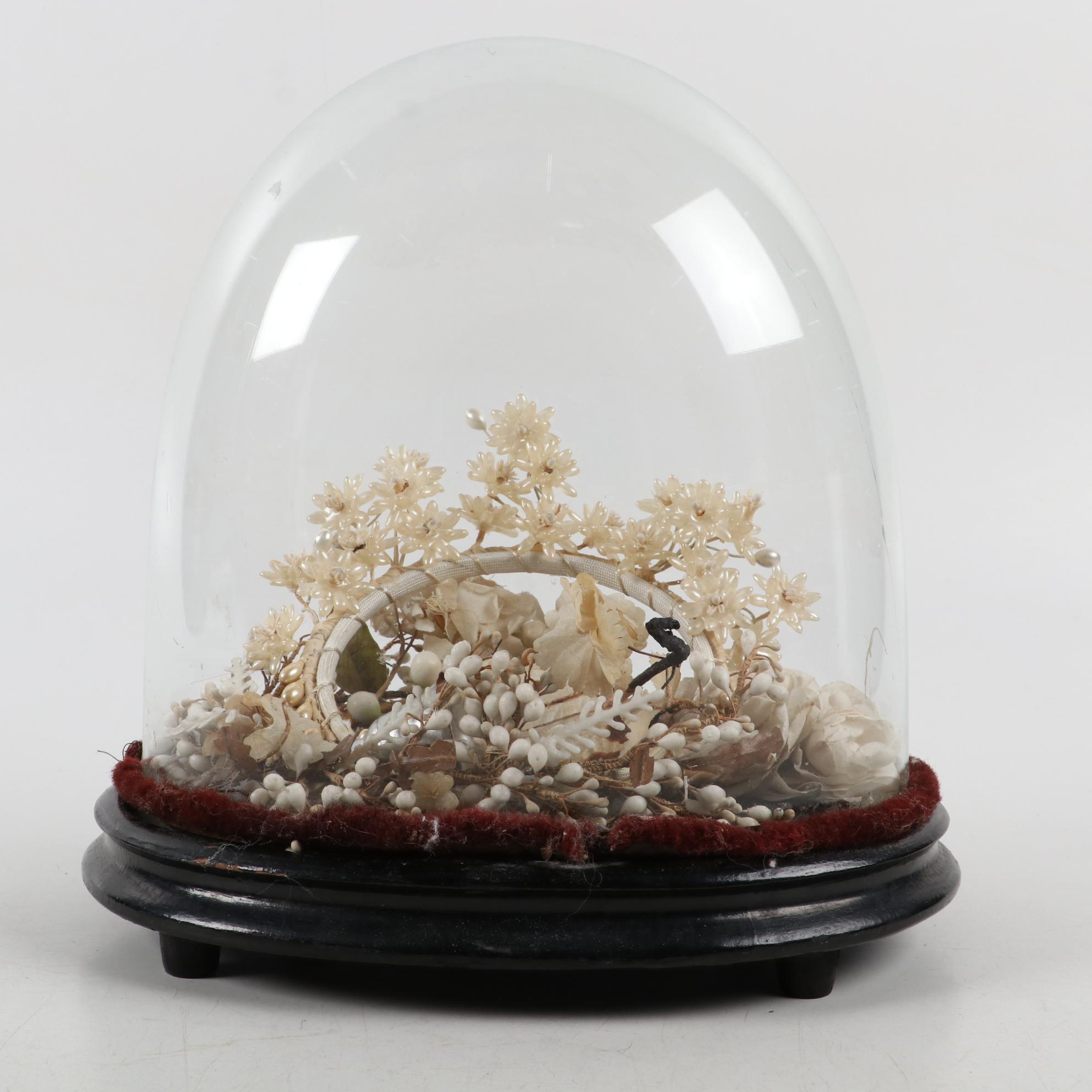 Victorian French Bridal Dome and Art Deco Wedding Cake Topper