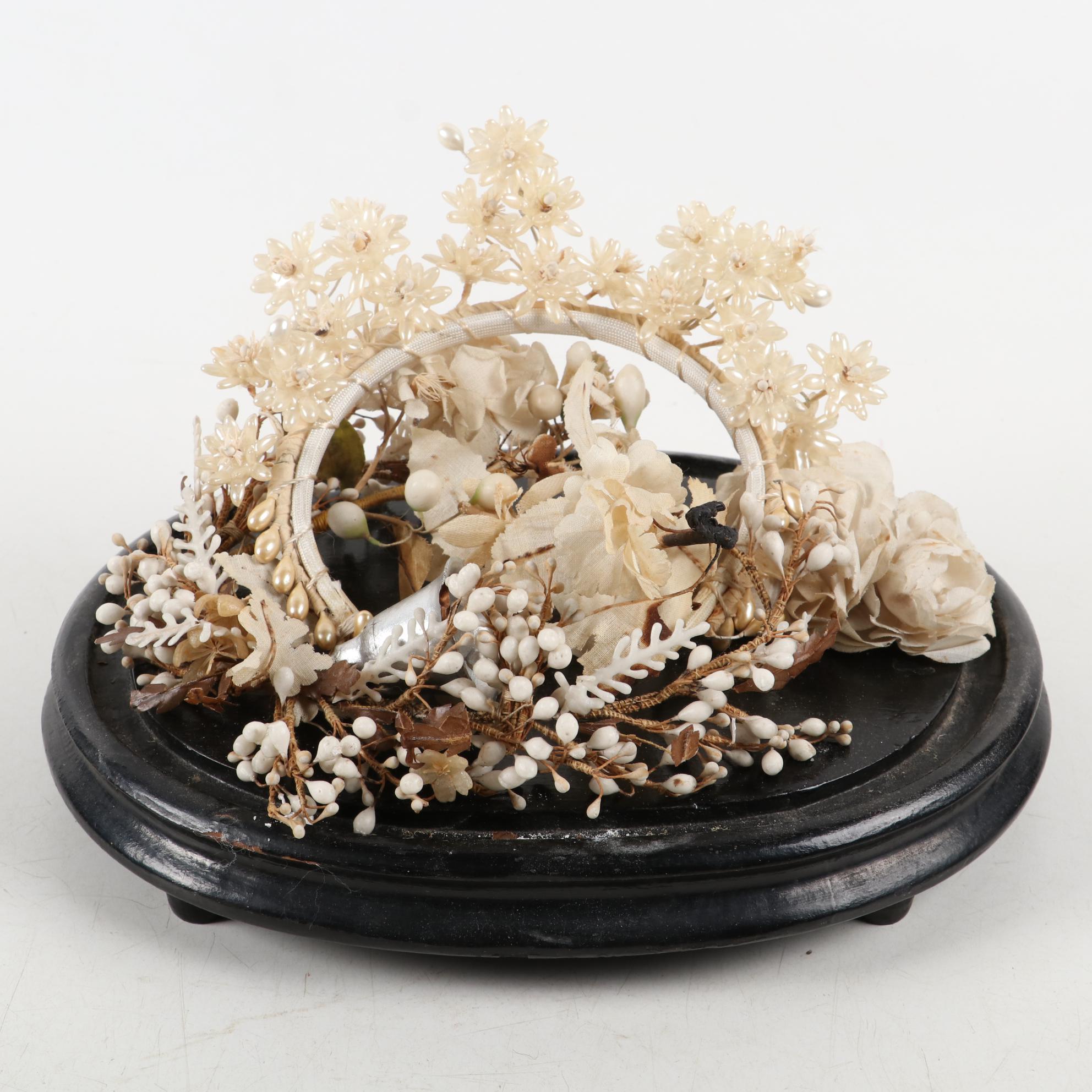 Victorian French Bridal Dome and Art Deco Wedding Cake Topper