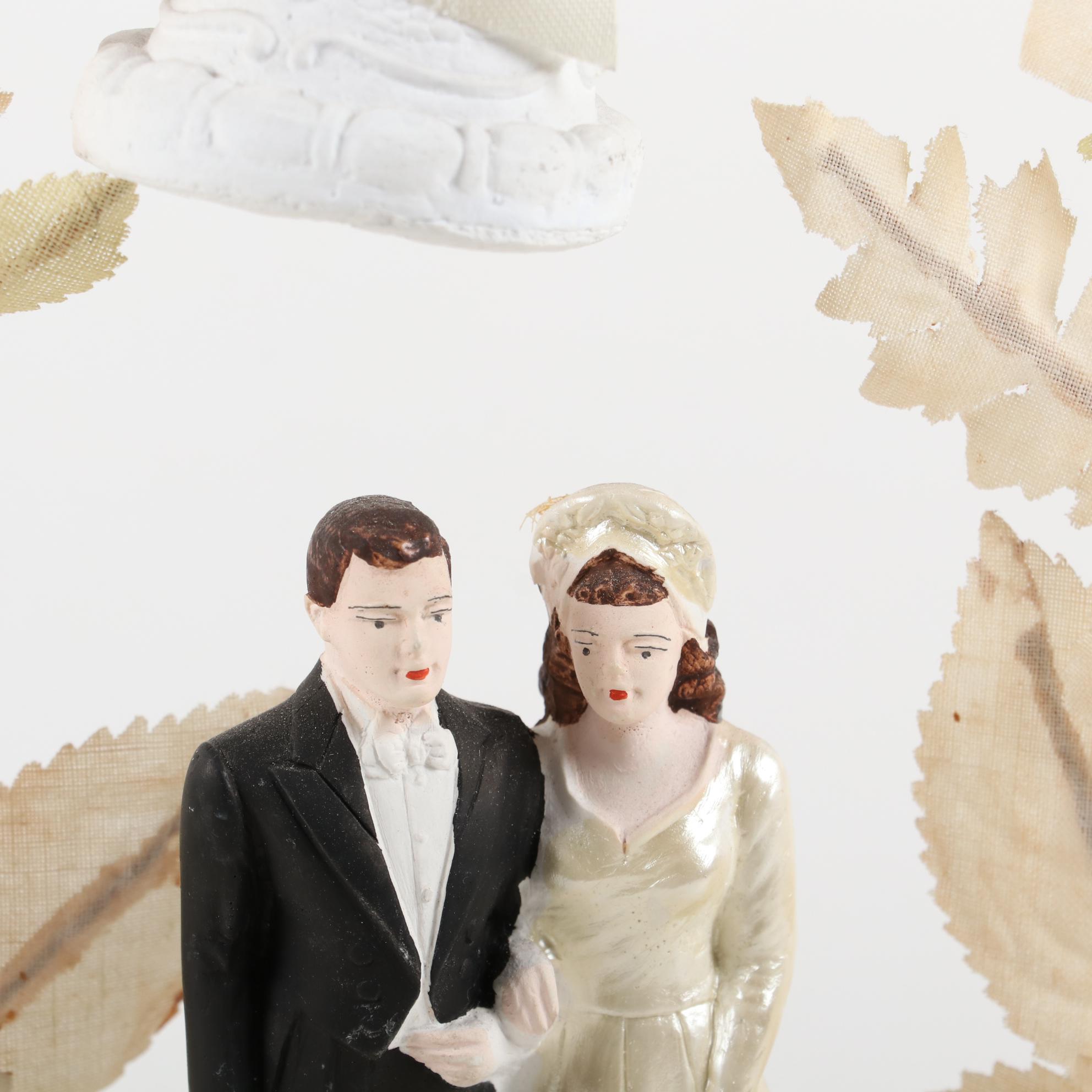 Victorian French Bridal Dome and Art Deco Wedding Cake Topper