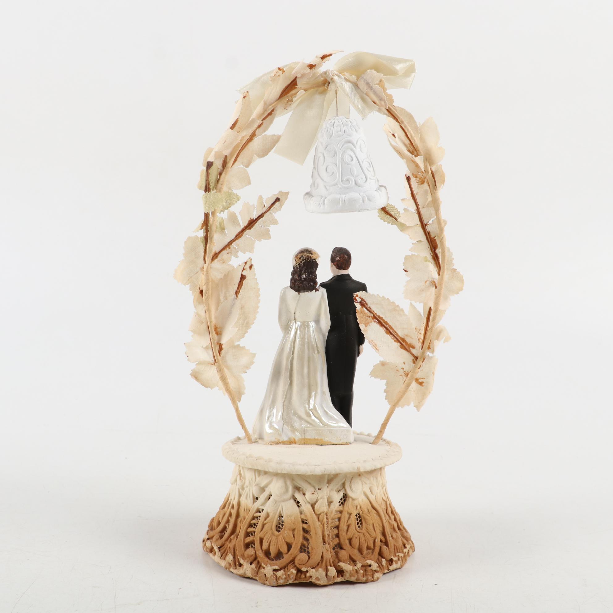 Victorian French Bridal Dome and Art Deco Wedding Cake Topper