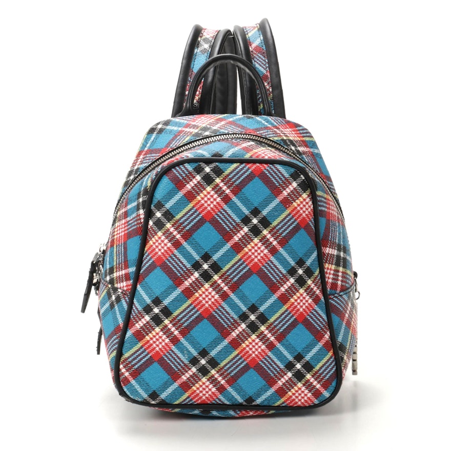 Vivienne Westwood Anglomania Backpack in Blue "Shuka Tartan" Faux Leather