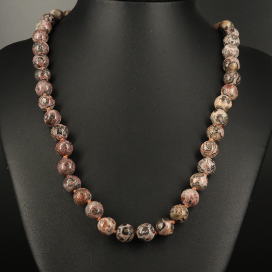 Individually Knotted Jasper Bead Necklace