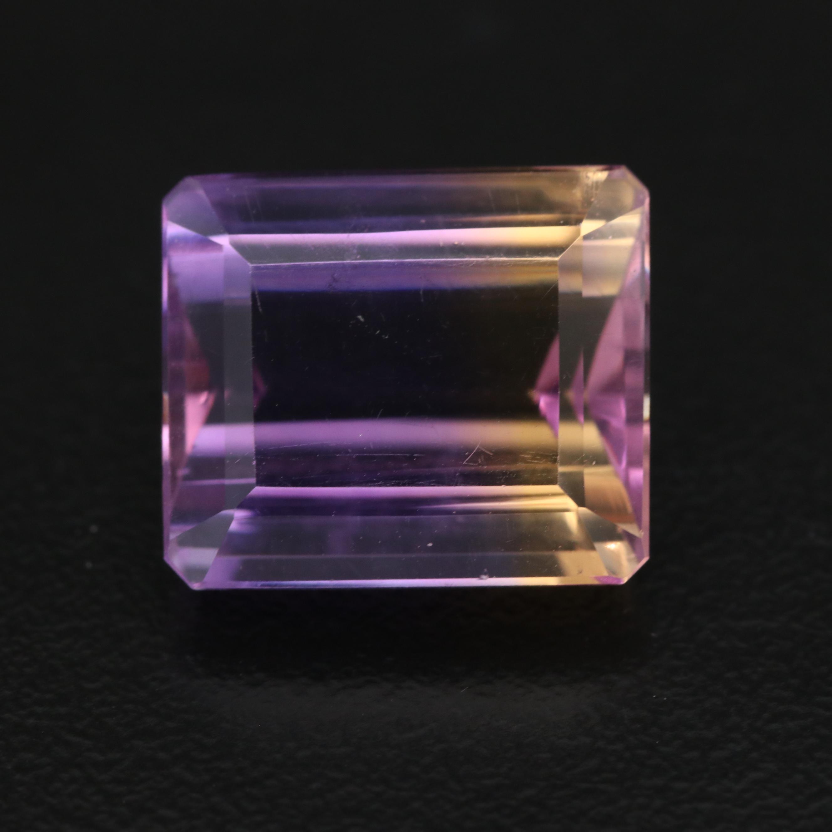 Loose 12.52 CT Cut Corner Rectangular Faceted Ametrine