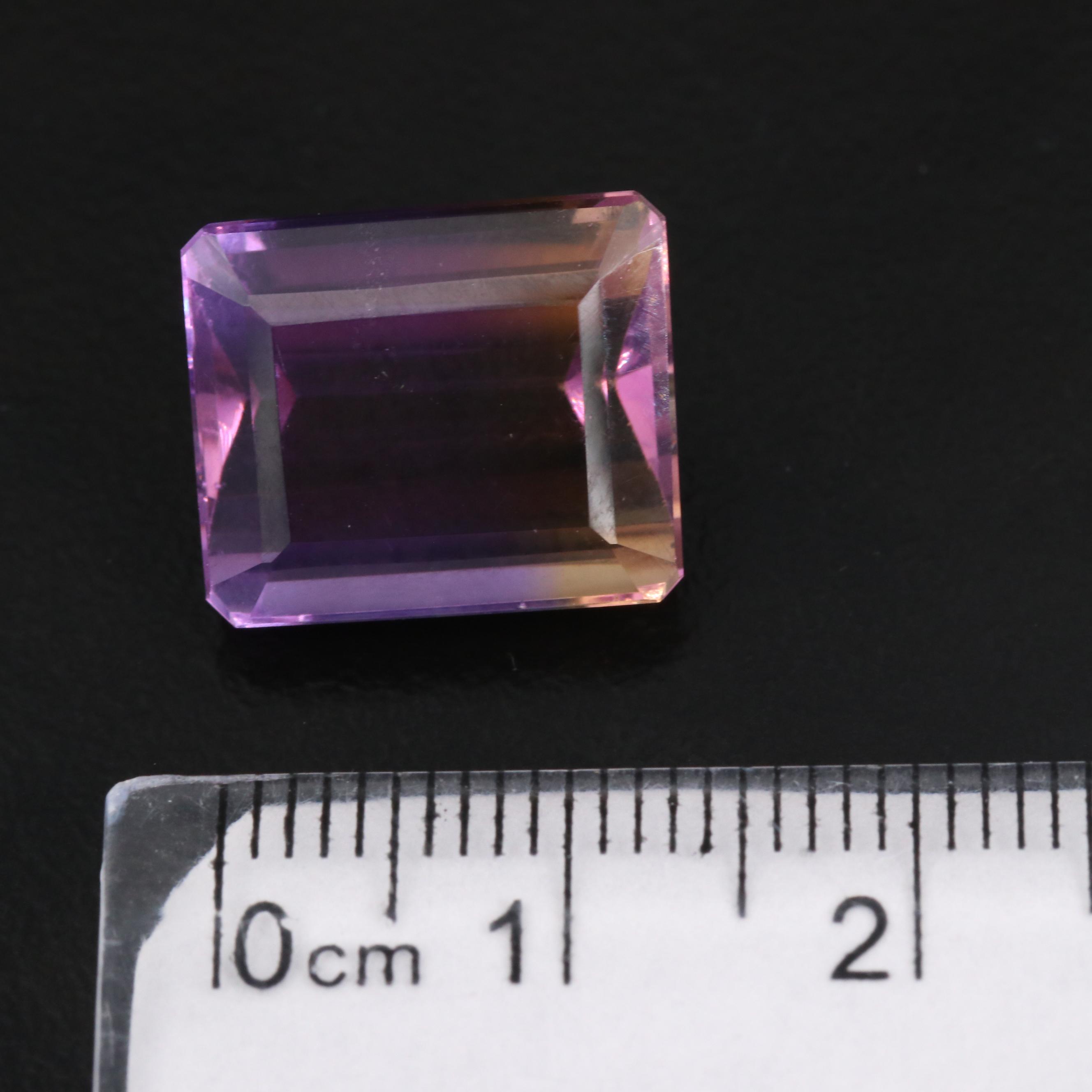 Loose 12.52 CT Cut Corner Rectangular Faceted Ametrine